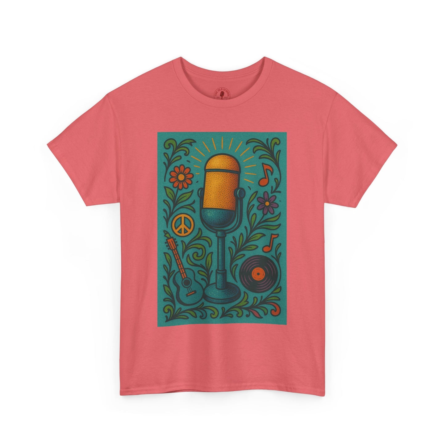 Peace Love Microphone Tee Unisex Heavy Cotton T-Shirt Gift for Hippies