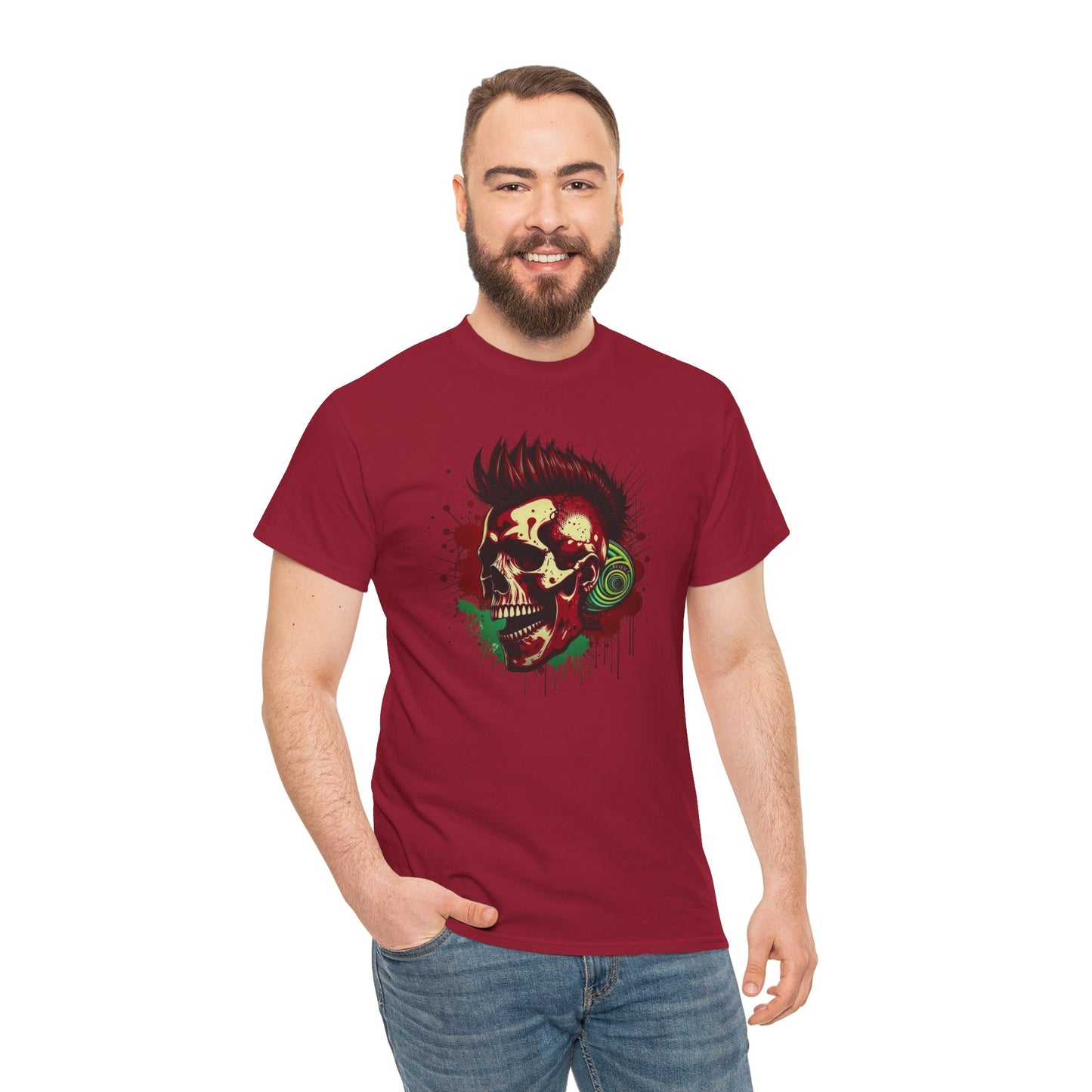 Mohawk Skull Unisex Heavy Cotton Tee Statement Shirt