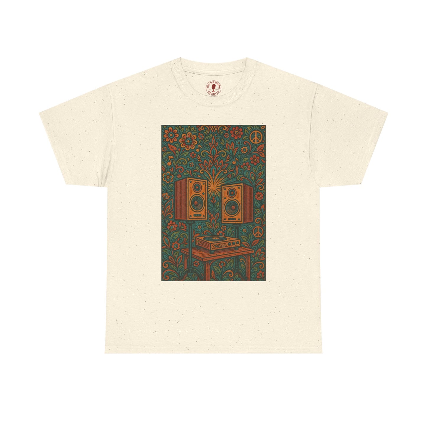 Retro Peace Love HiFi Tee Unisex Heavy Cotton T-Shirt Gift for Hippies