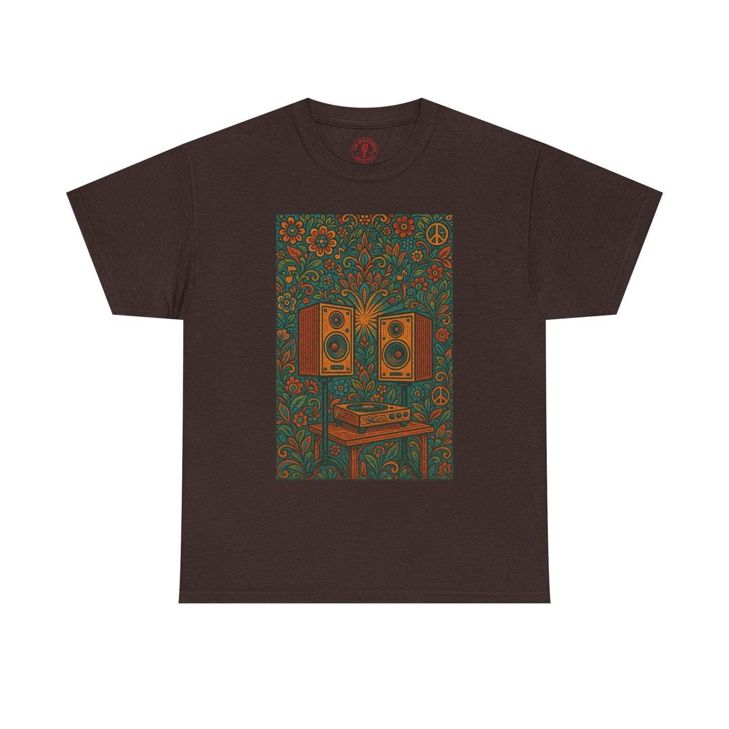 Retro Peace Love HiFi Tee Unisex Heavy Cotton T-Shirt Gift for Hippies