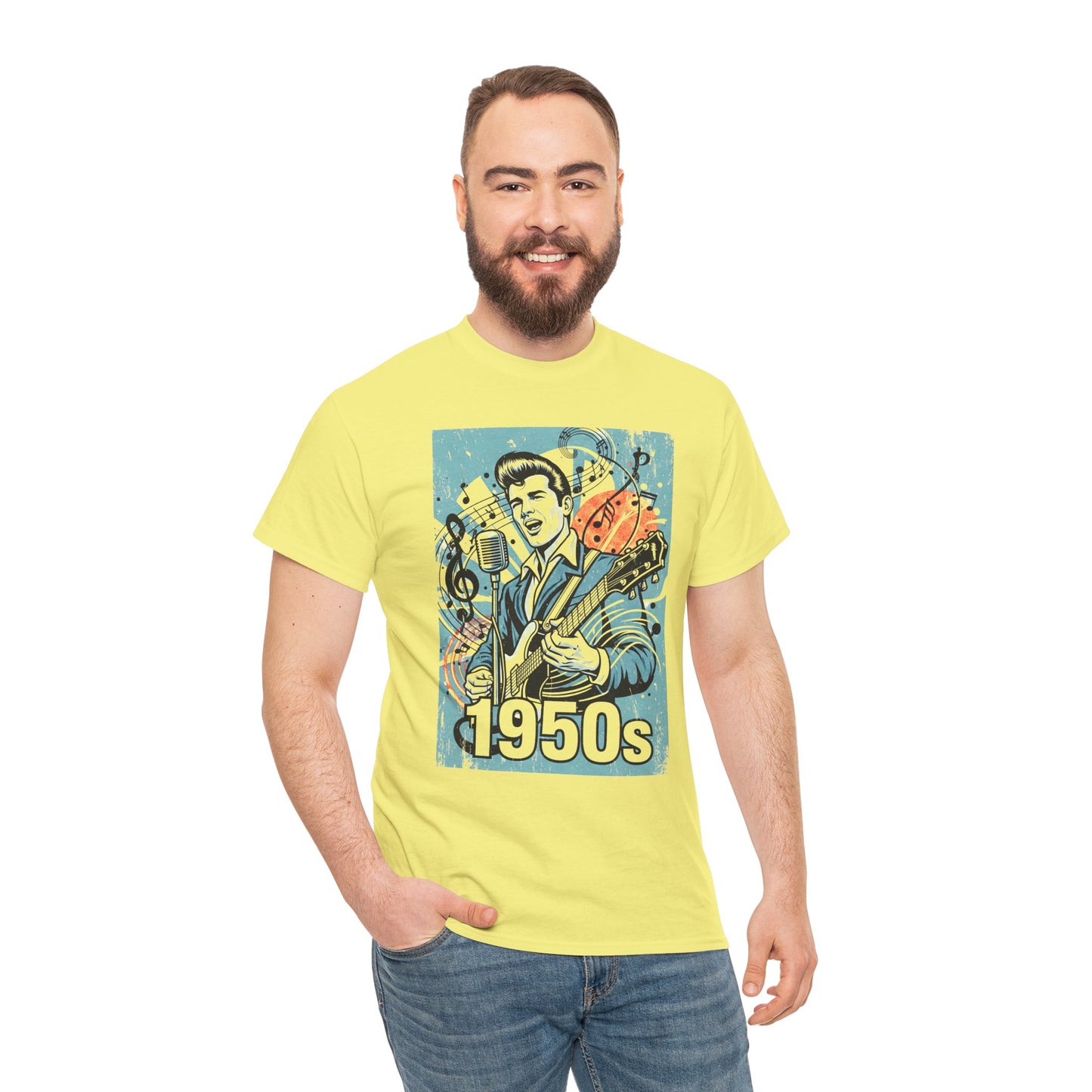 1950s Rock N Roll Tee, Unisex Heavy Cotton T-Shirt, Casual Statement Wear