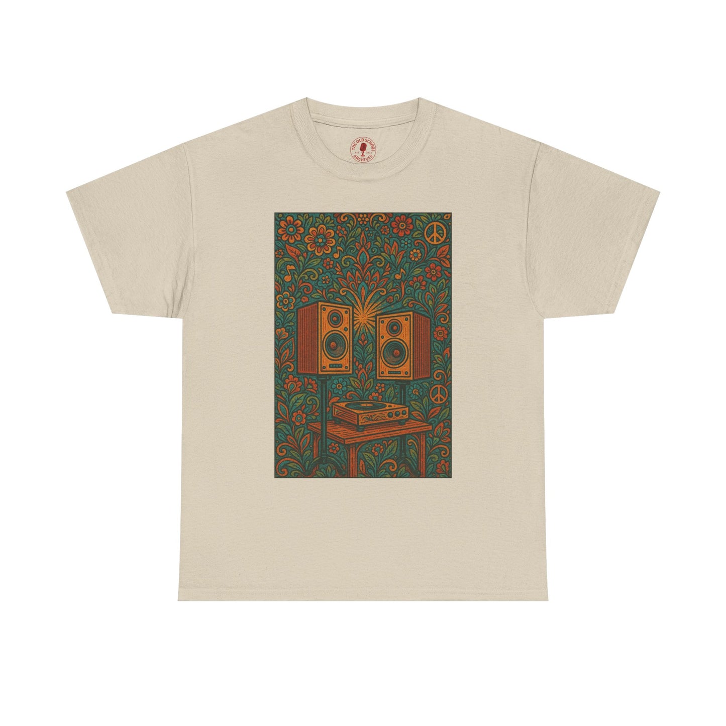 Retro Peace Love HiFi Tee Unisex Heavy Cotton T-Shirt Gift for Hippies