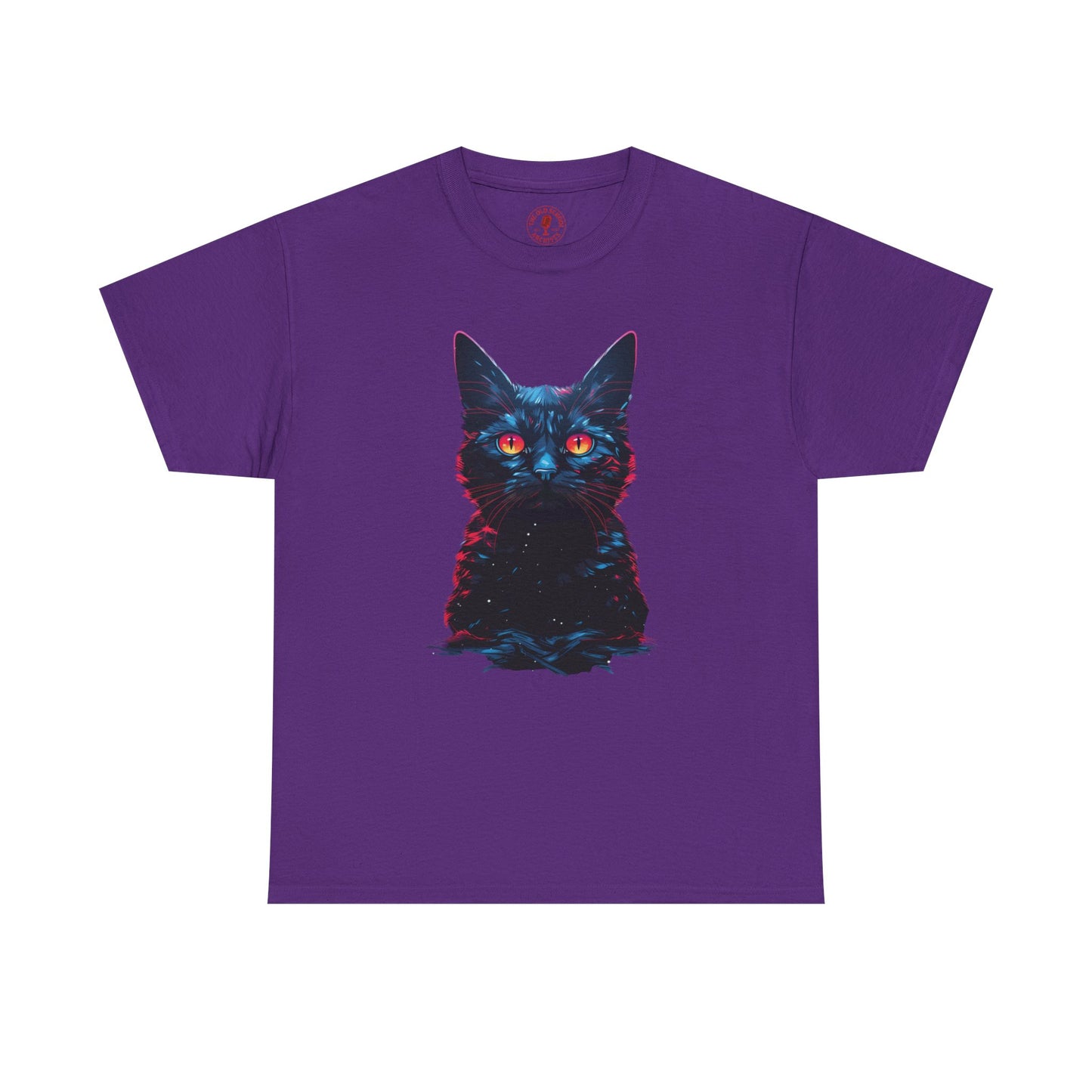 Glowing Black Kitty Cat Orange Eyes Unisex Heavy Cotton Tee | Vintage T-Shirt, Graphic Tee, Casual Wear