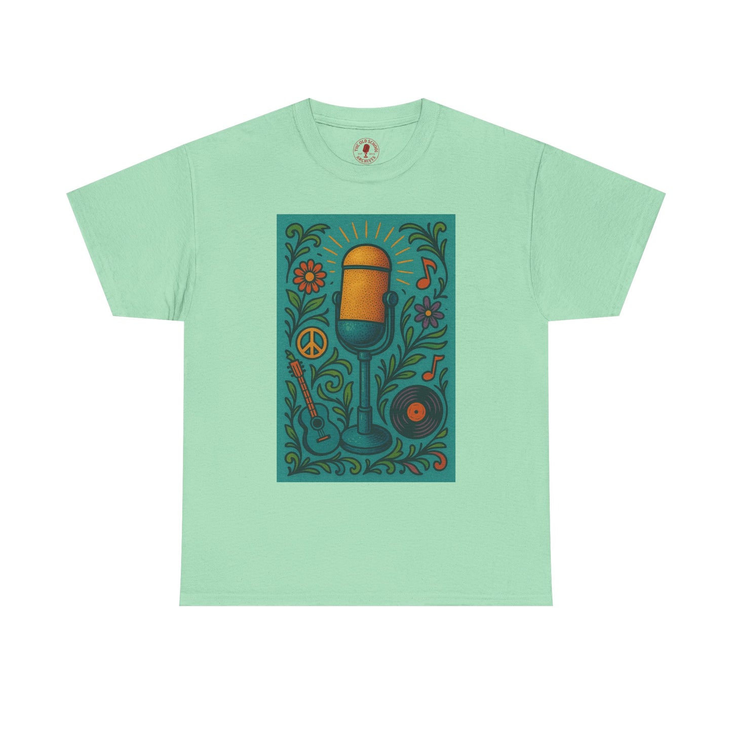 Peace Love Microphone Tee Unisex Heavy Cotton T-Shirt Gift for Hippies