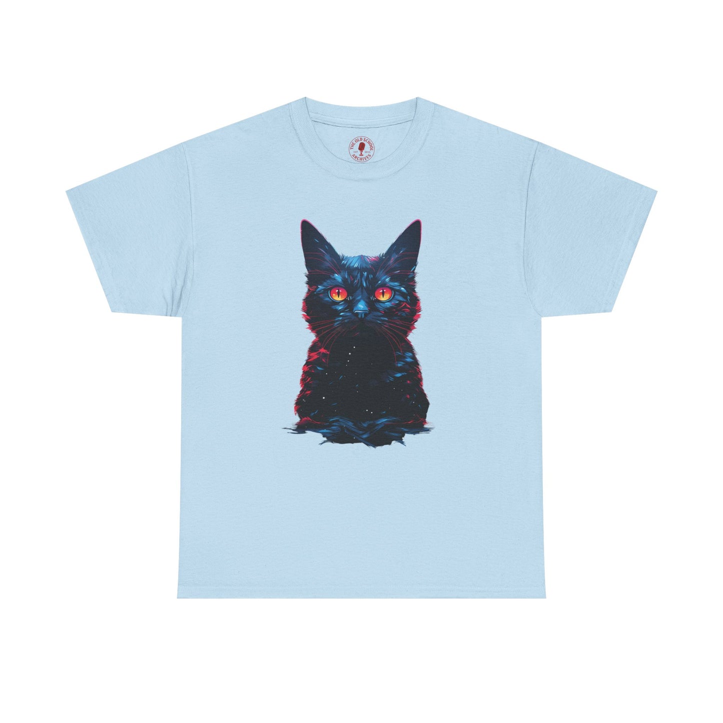 Glowing Black Kitty Cat Orange Eyes Unisex Heavy Cotton Tee | Vintage T-Shirt, Graphic Tee, Casual Wear