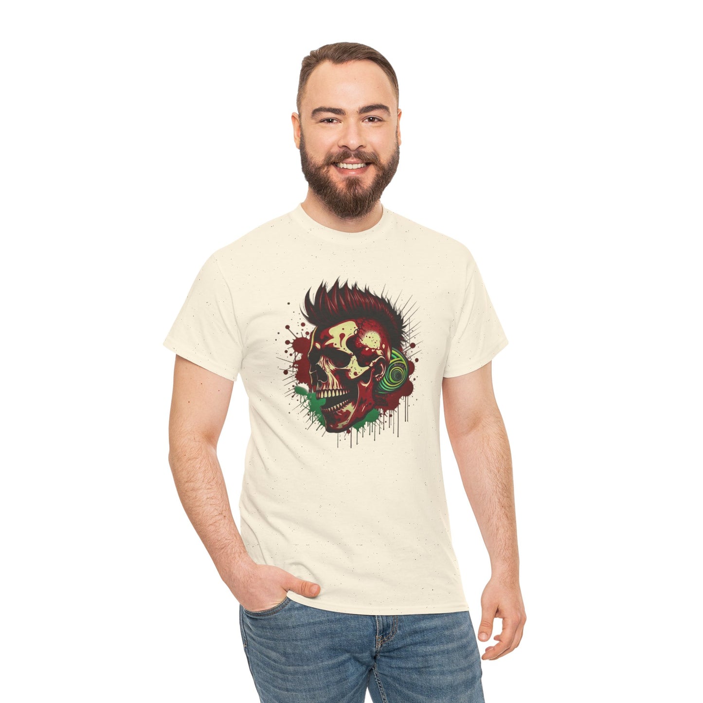 Mohawk Skull Unisex Heavy Cotton Tee Statement Shirt