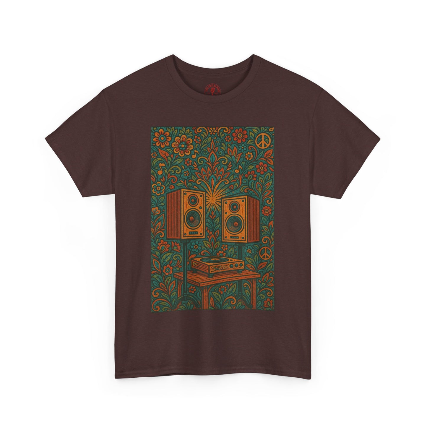 Retro Peace Love HiFi Tee Unisex Heavy Cotton T-Shirt Gift for Hippies