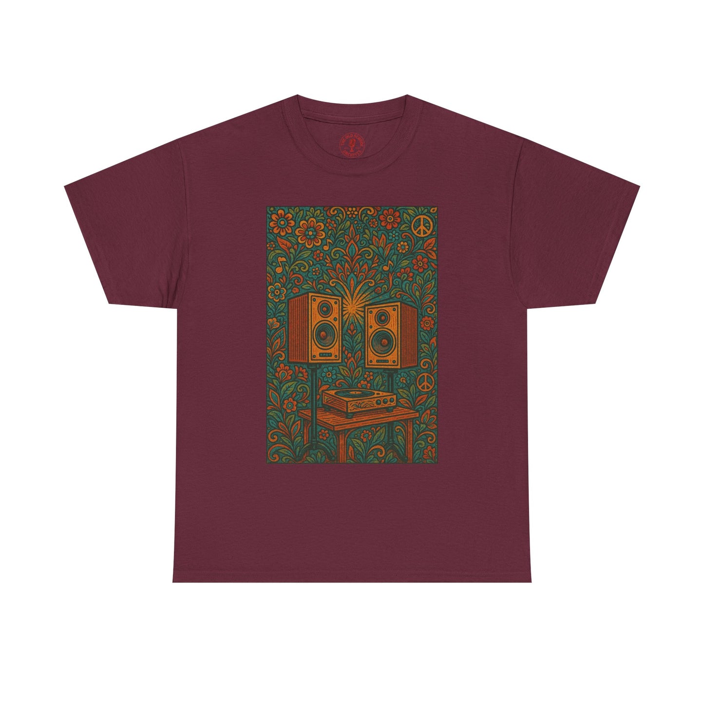 Retro Peace Love HiFi Tee Unisex Heavy Cotton T-Shirt Gift for Hippies