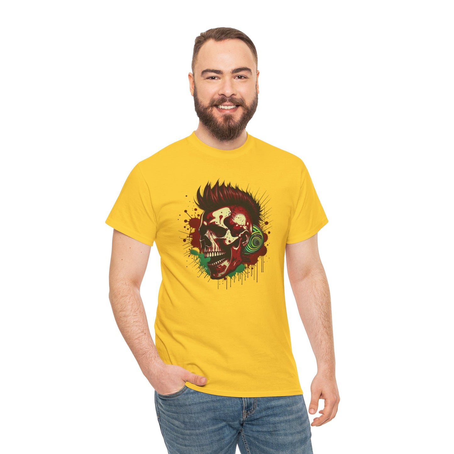 Mohawk Skull Unisex Heavy Cotton Tee Statement Shirt