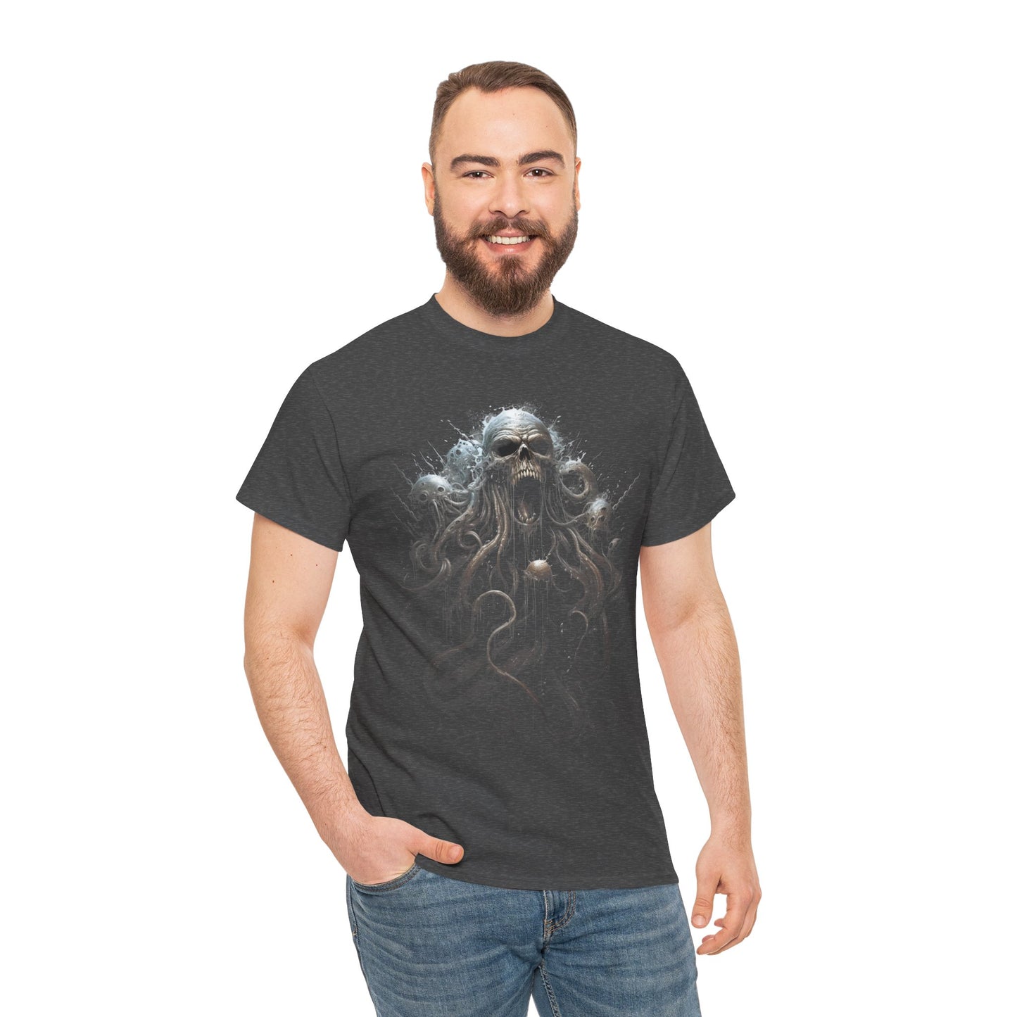 Wicked Skull Octopus Unisex Heavy Cotton Tee | Vintage T-Shirt, Graphic Tee, Casual Wear