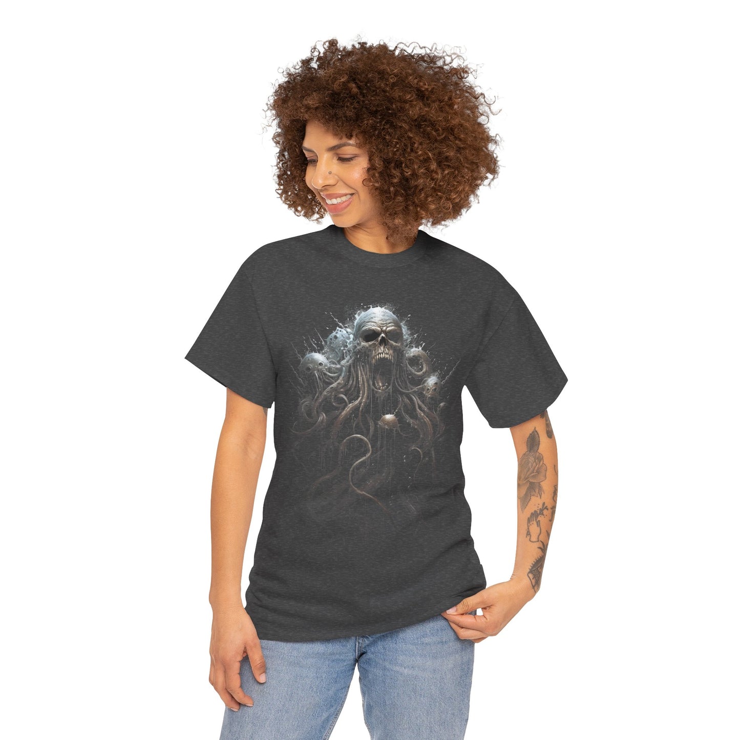 Wicked Skull Octopus Unisex Heavy Cotton Tee | Vintage T-Shirt, Graphic Tee, Casual Wear