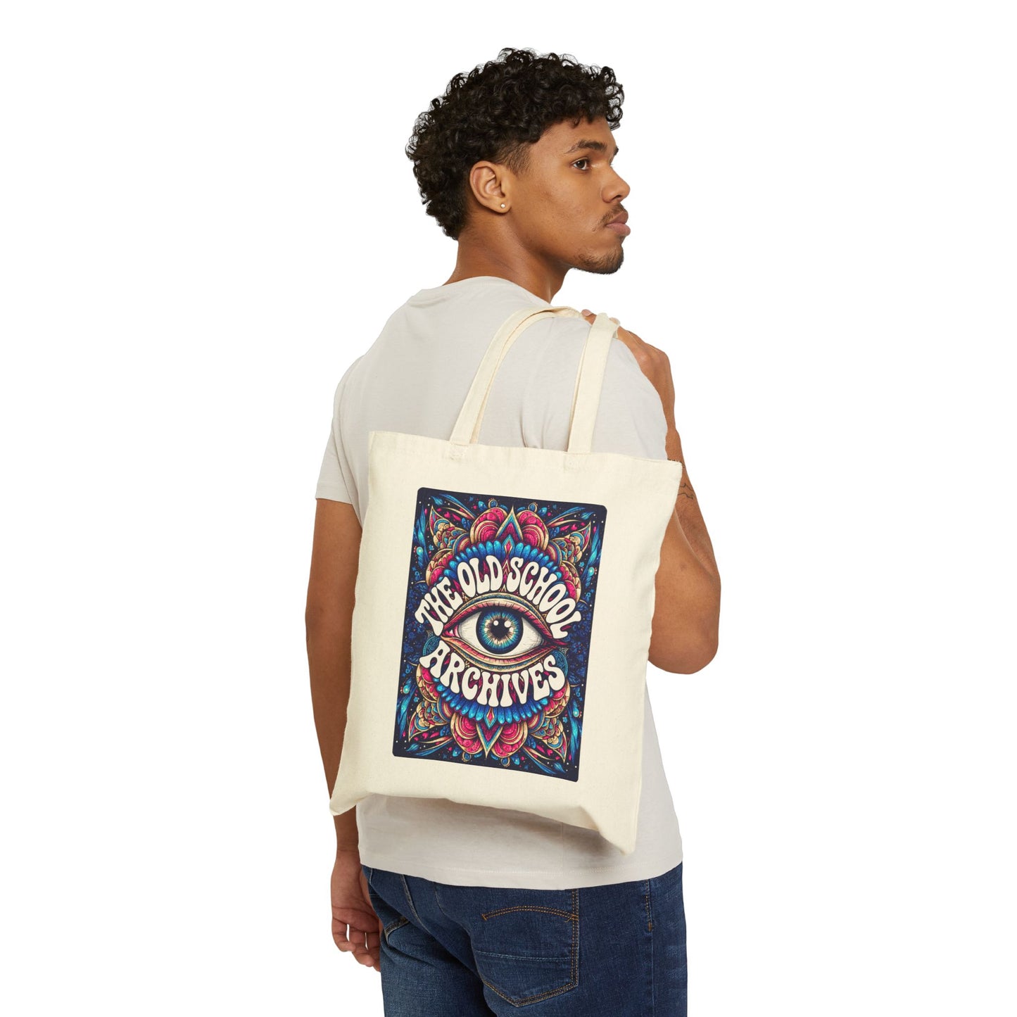The Old-School Archives Canvas Vinyl Record Shopping Bag Psychedelic Eye Logo