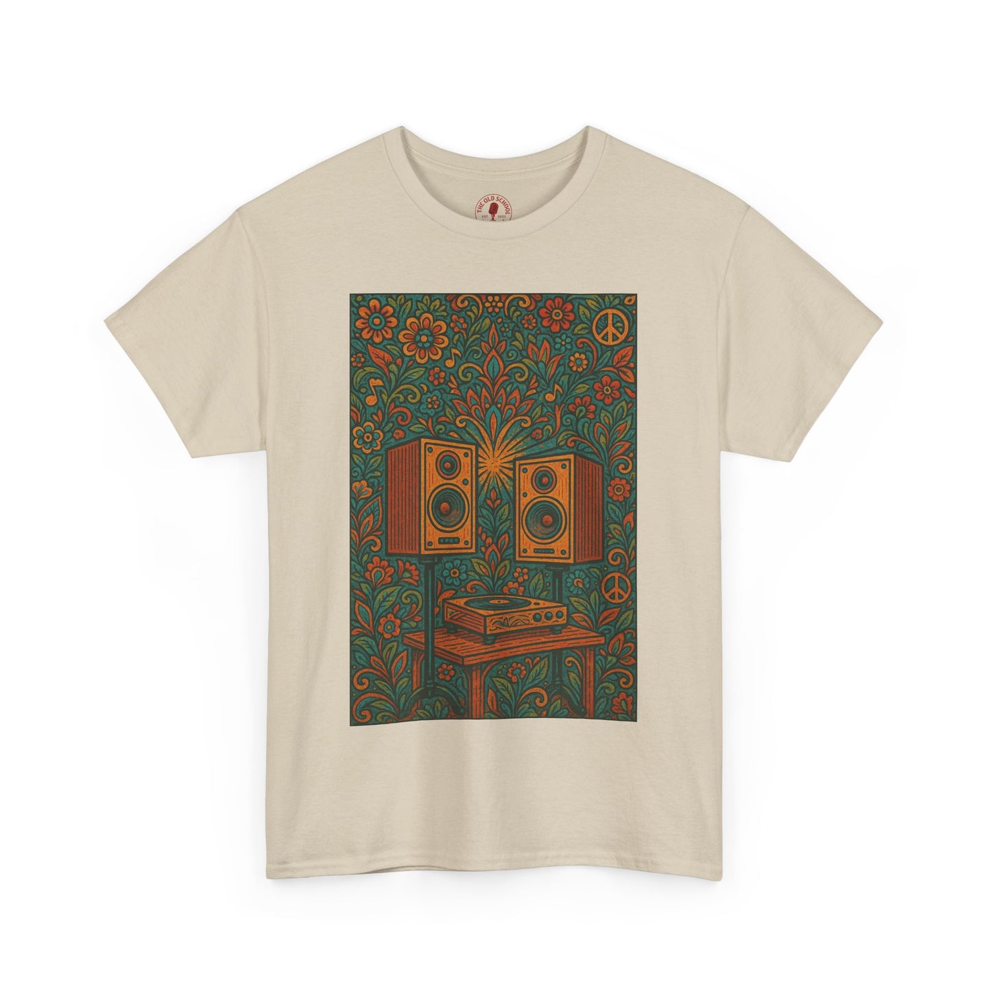 Retro Peace Love HiFi Tee Unisex Heavy Cotton T-Shirt Gift for Hippies