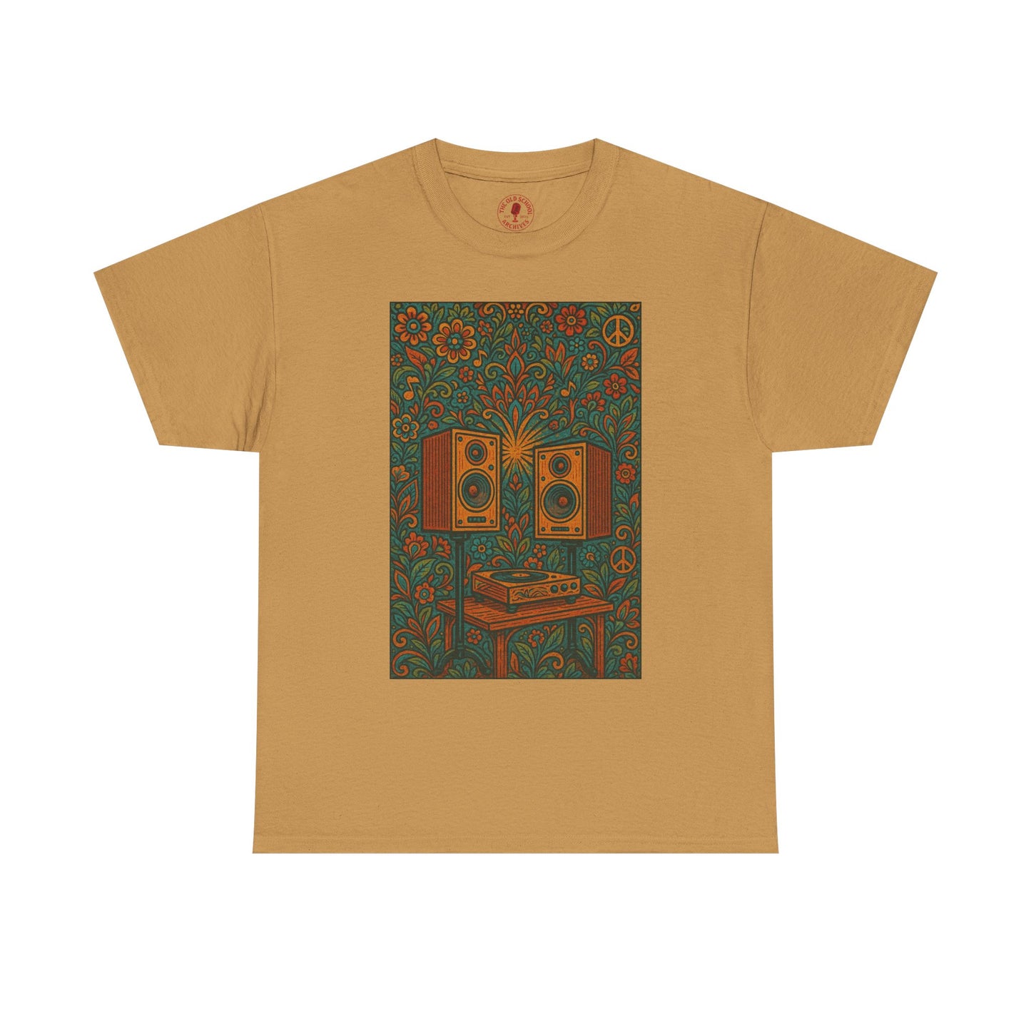 Retro Peace Love HiFi Tee Unisex Heavy Cotton T-Shirt Gift for Hippies