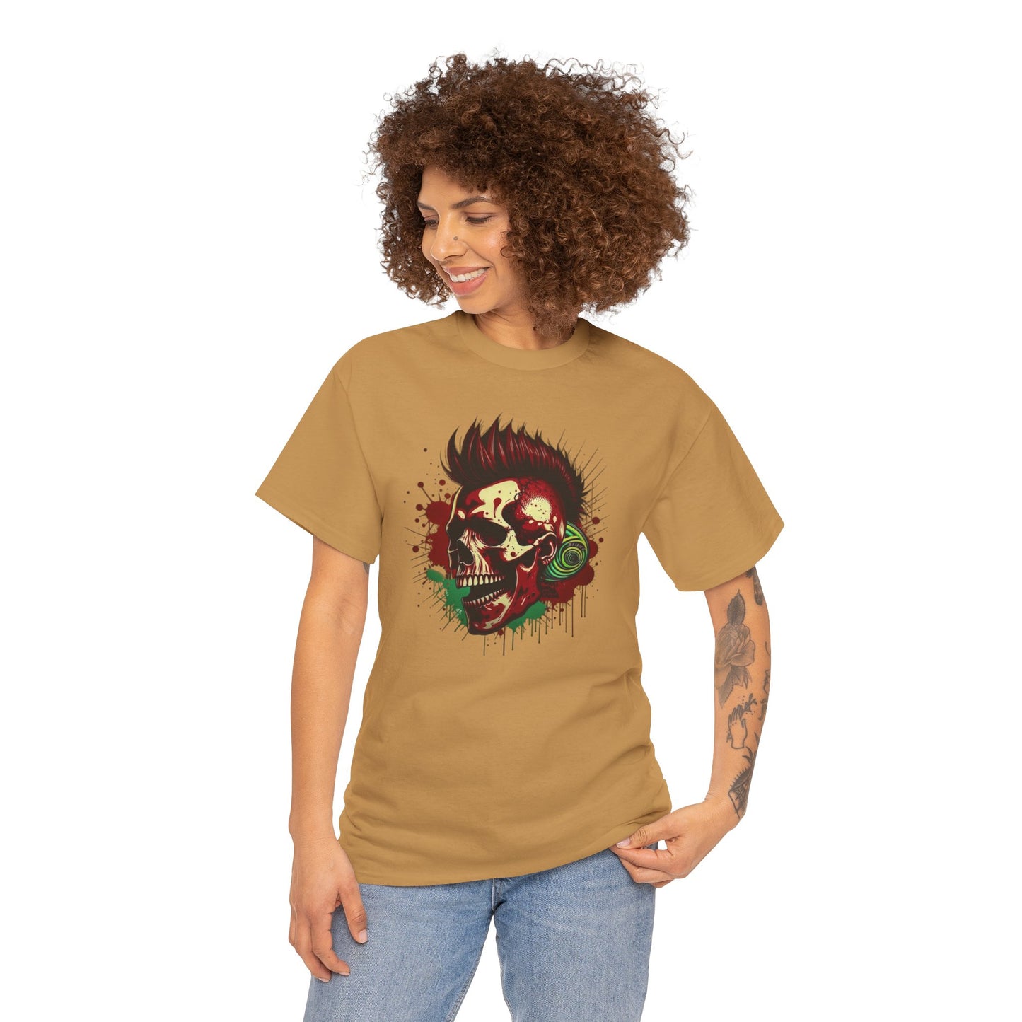 Mohawk Skull Unisex Heavy Cotton Tee Statement Shirt