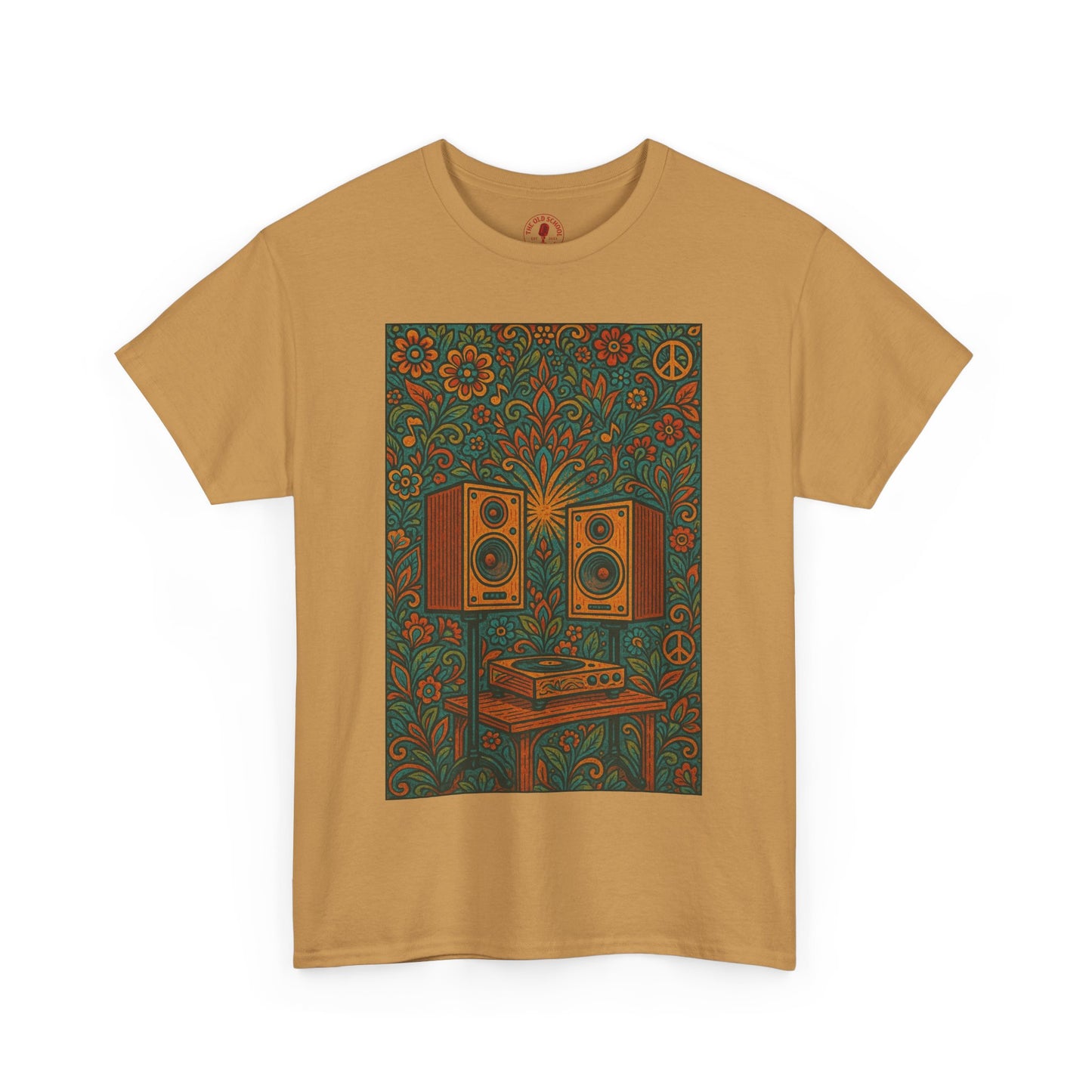 Retro Peace Love HiFi Tee Unisex Heavy Cotton T-Shirt Gift for Hippies