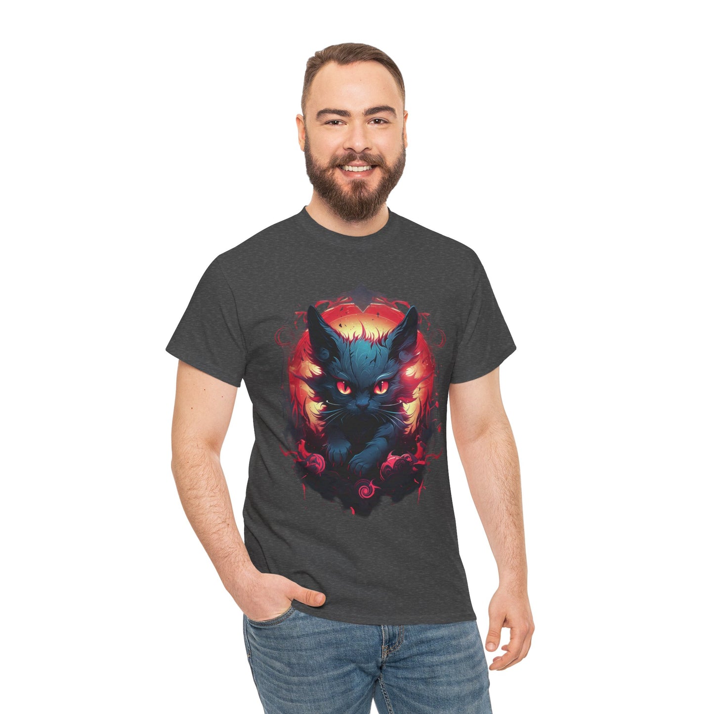 Evil Bad Kitty Cat Variant Unisex Heavy Cotton Tee | Vintage T-Shirt, Graphic Tee, Casual Wear