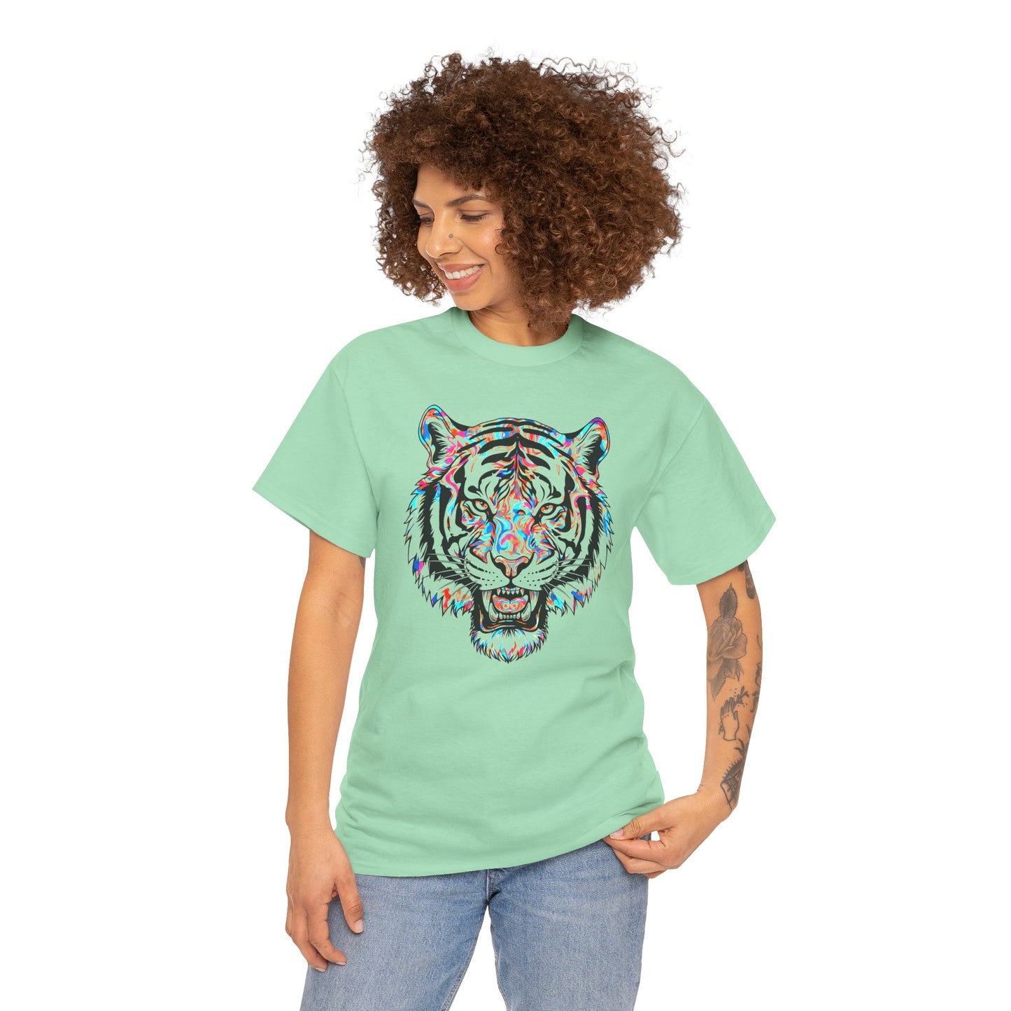 Cosmic Tiger Unisex Heavy Cotton Tee Statement Shirt