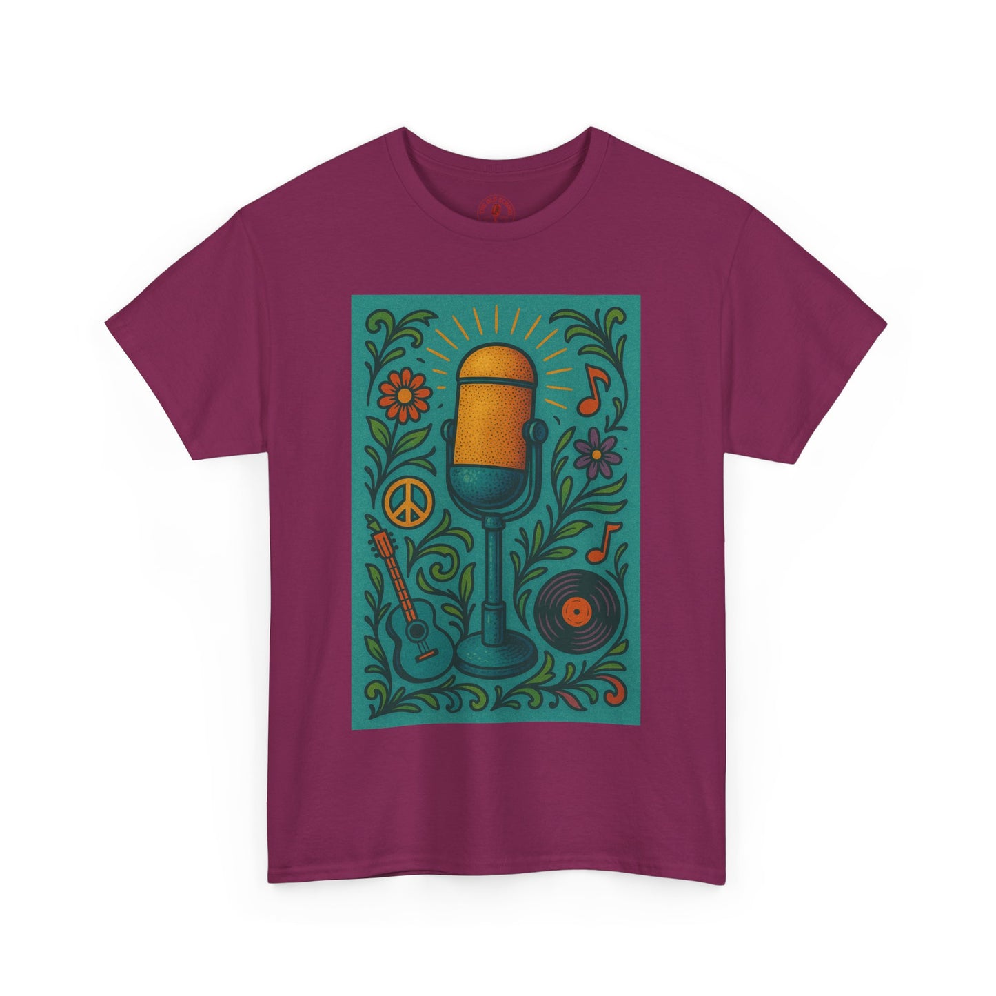 Peace Love Microphone Tee Unisex Heavy Cotton T-Shirt Gift for Hippies