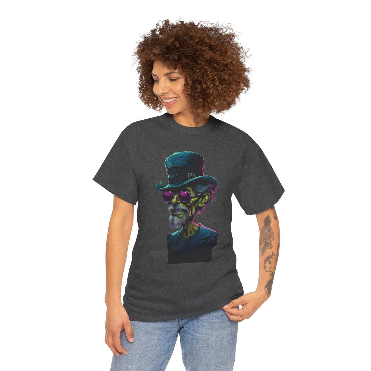 Psychedelic Zombie Unisex Heavy Cotton Tee | Vintage T-Shirt, Graphic Tee, Casual Wear