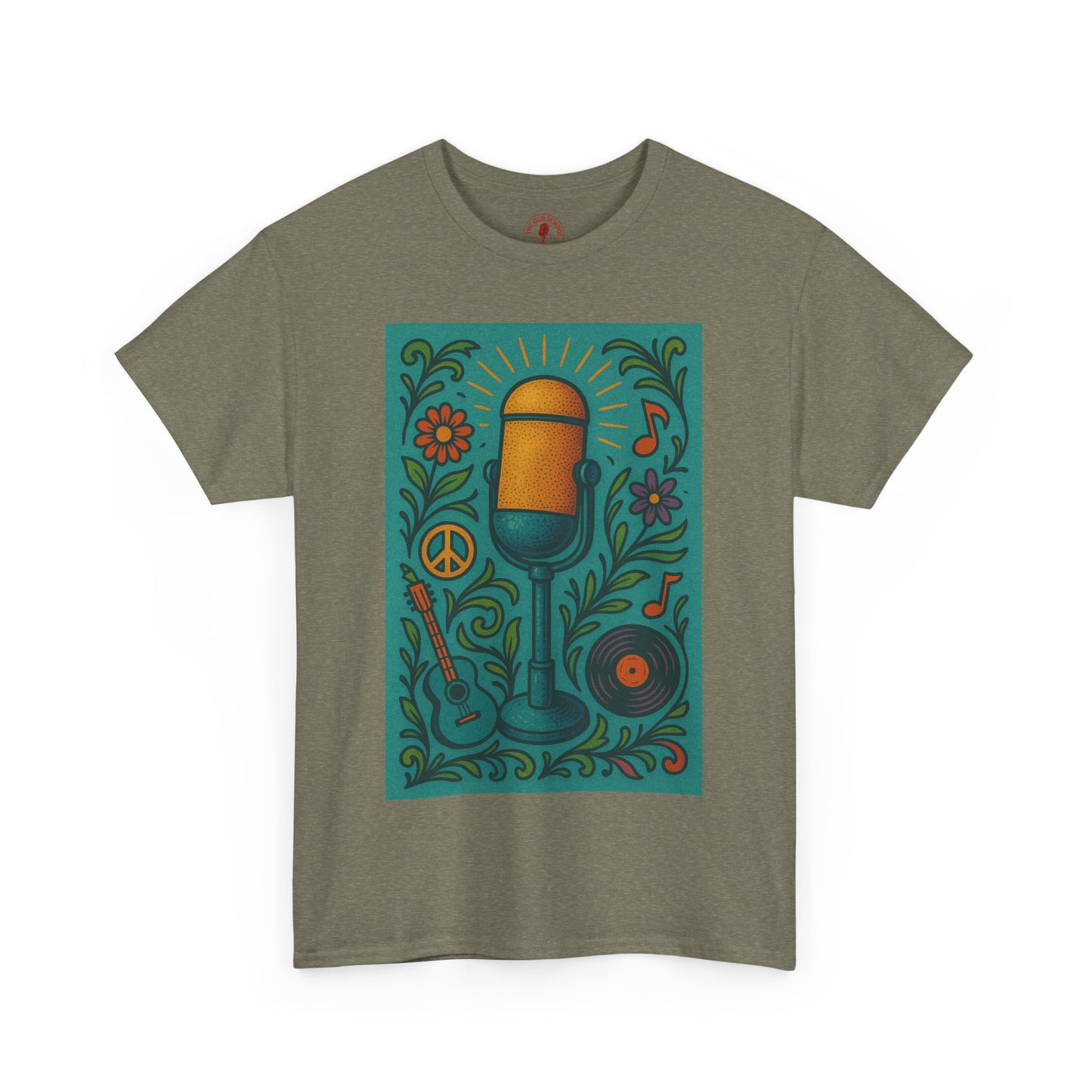 Peace Love Microphone Tee Unisex Heavy Cotton T-Shirt Gift for Hippies