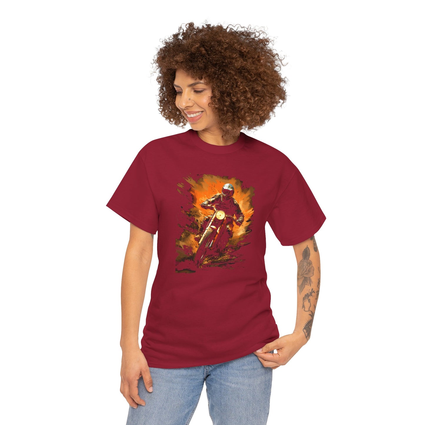 Vintage Motorcycle Bike Racer Unisex Heavy Cotton Tee | Vintage T-Shirt, Graphic Tee, Casual Wear