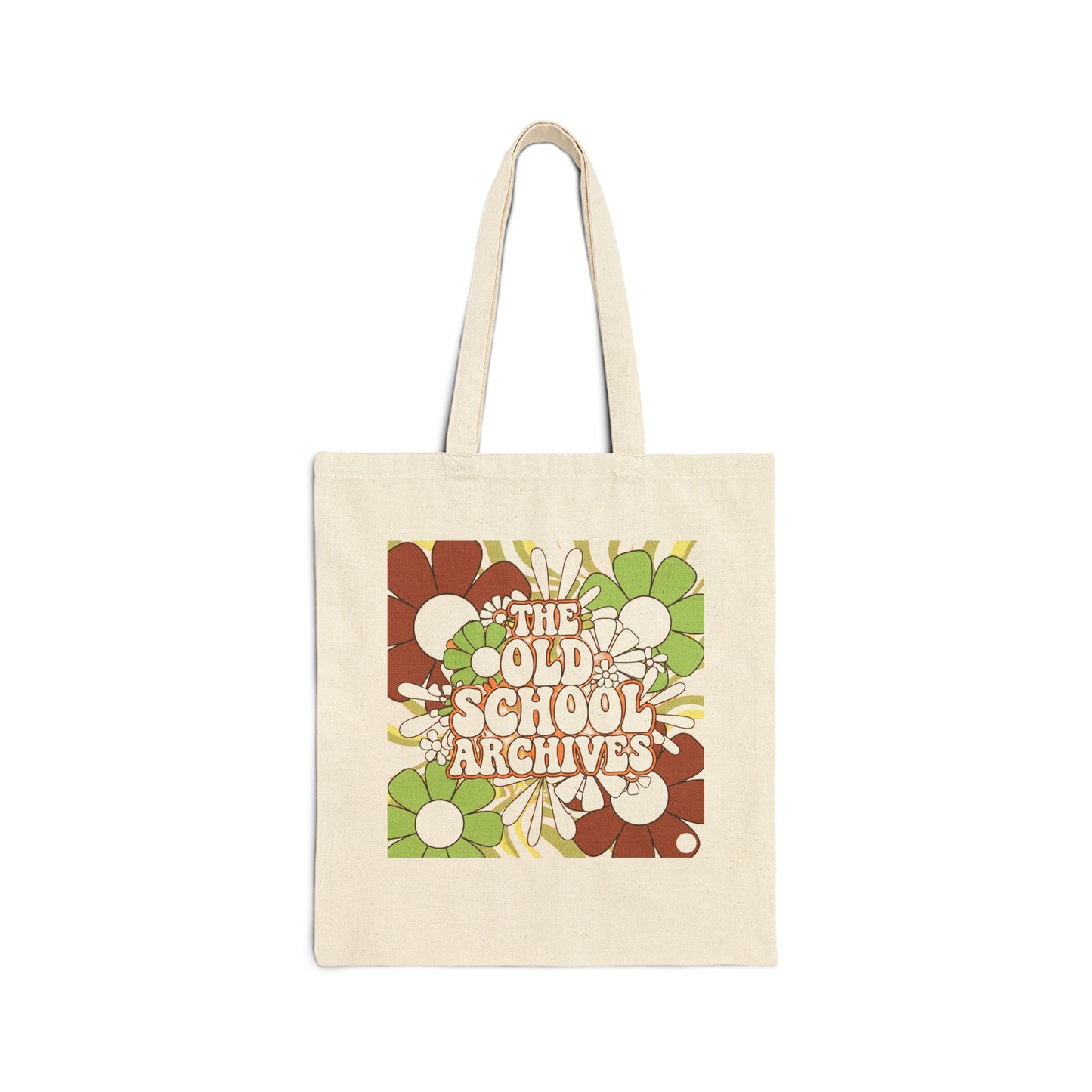 The Old-School Archives Canvas Vinyl Record Shopping Bag Flower Power Natural