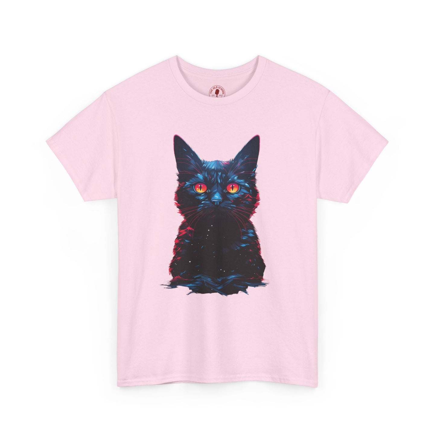 Glowing Black Kitty Cat Orange Eyes Unisex Heavy Cotton Tee | Vintage T-Shirt, Graphic Tee, Casual Wear