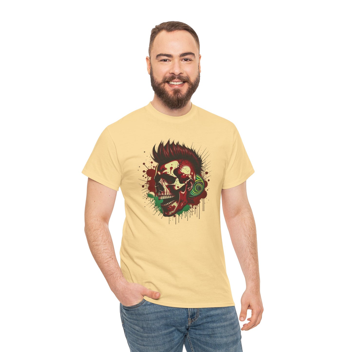 Mohawk Skull Unisex Heavy Cotton Tee Statement Shirt