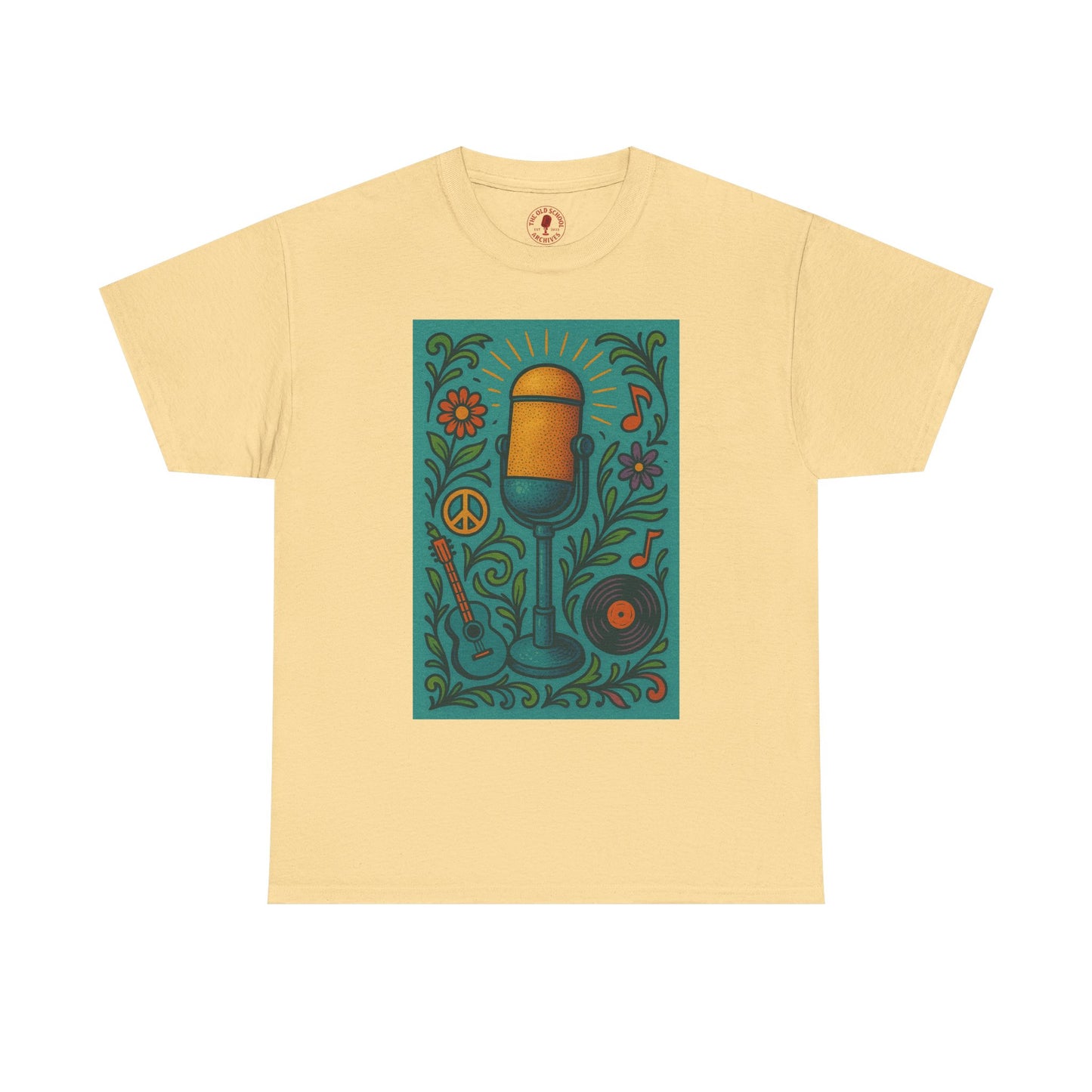 Peace Love Microphone Tee Unisex Heavy Cotton T-Shirt Gift for Hippies