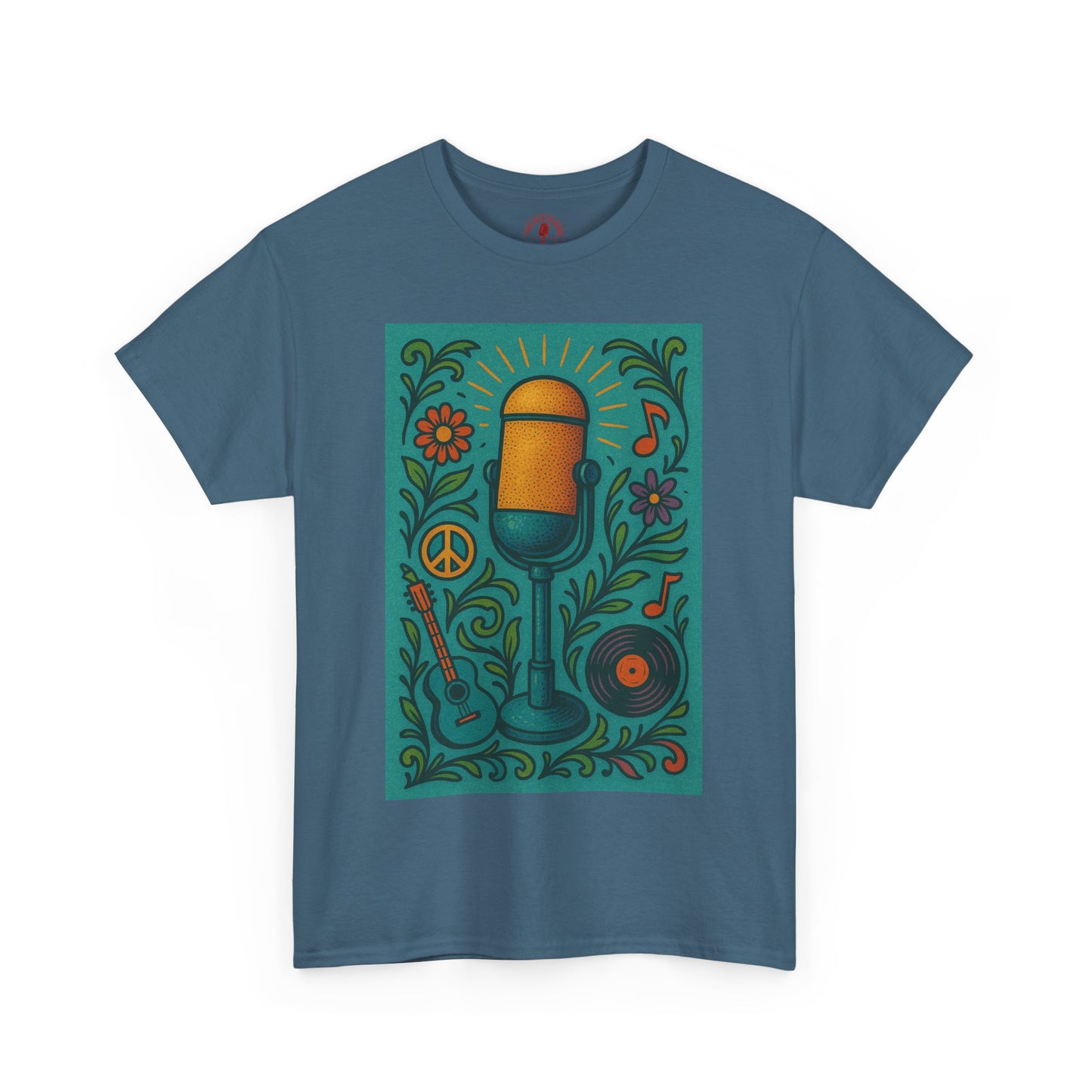 Peace Love Microphone Tee Unisex Heavy Cotton T-Shirt Gift for Hippies