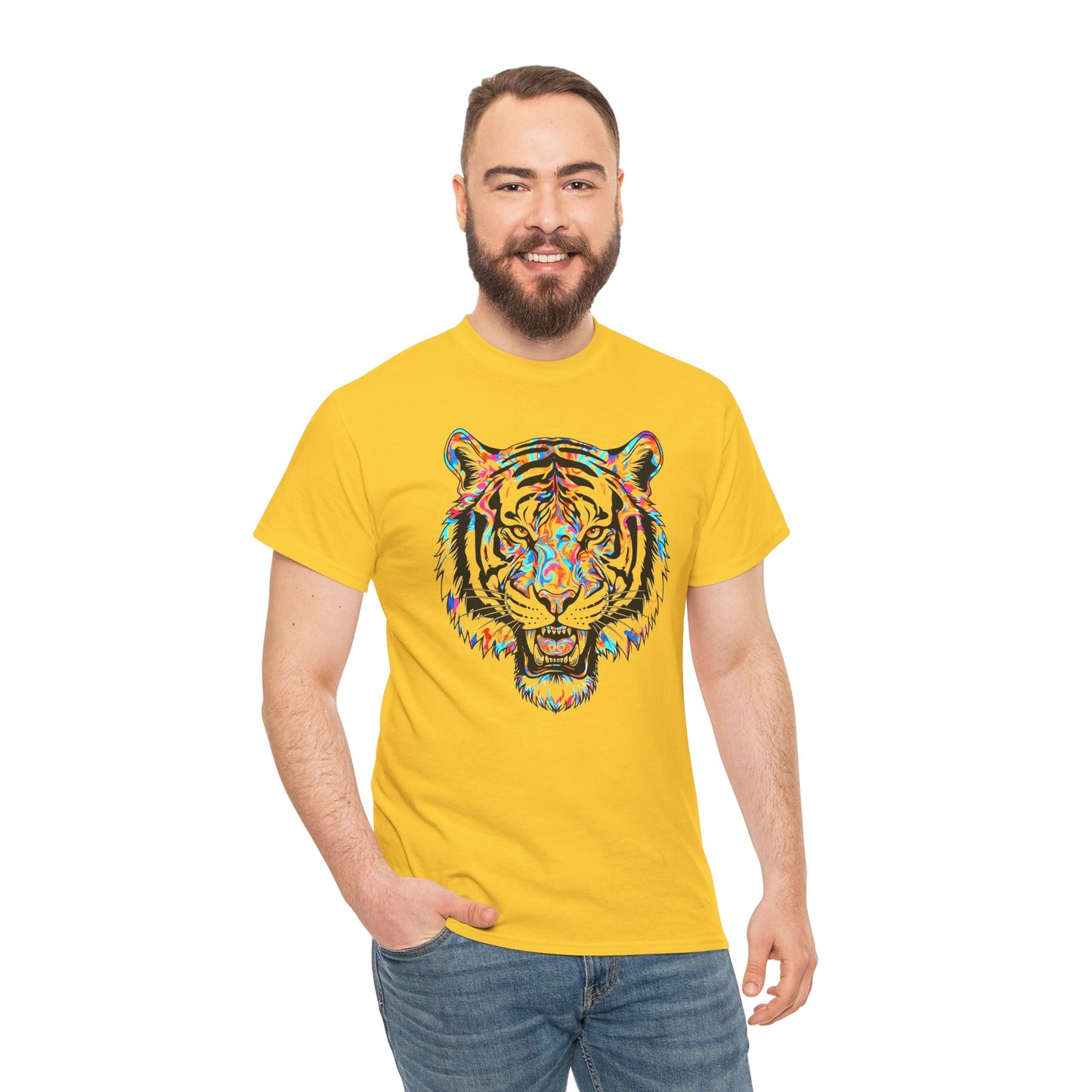 Cosmic Tiger Unisex Heavy Cotton Tee Statement Shirt
