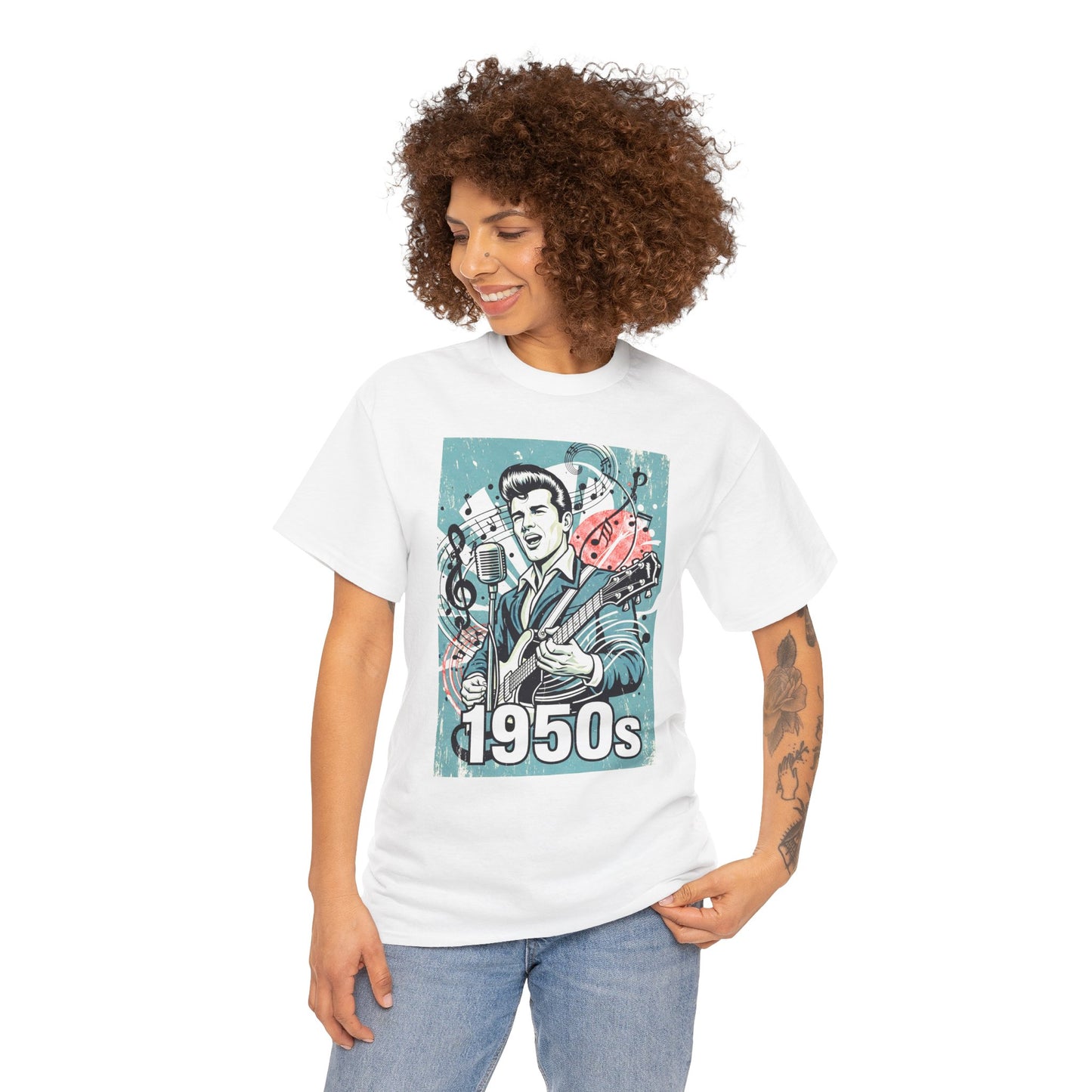 1950s Rock N Roll Tee, Unisex Heavy Cotton T-Shirt, Casual Statement Wear
