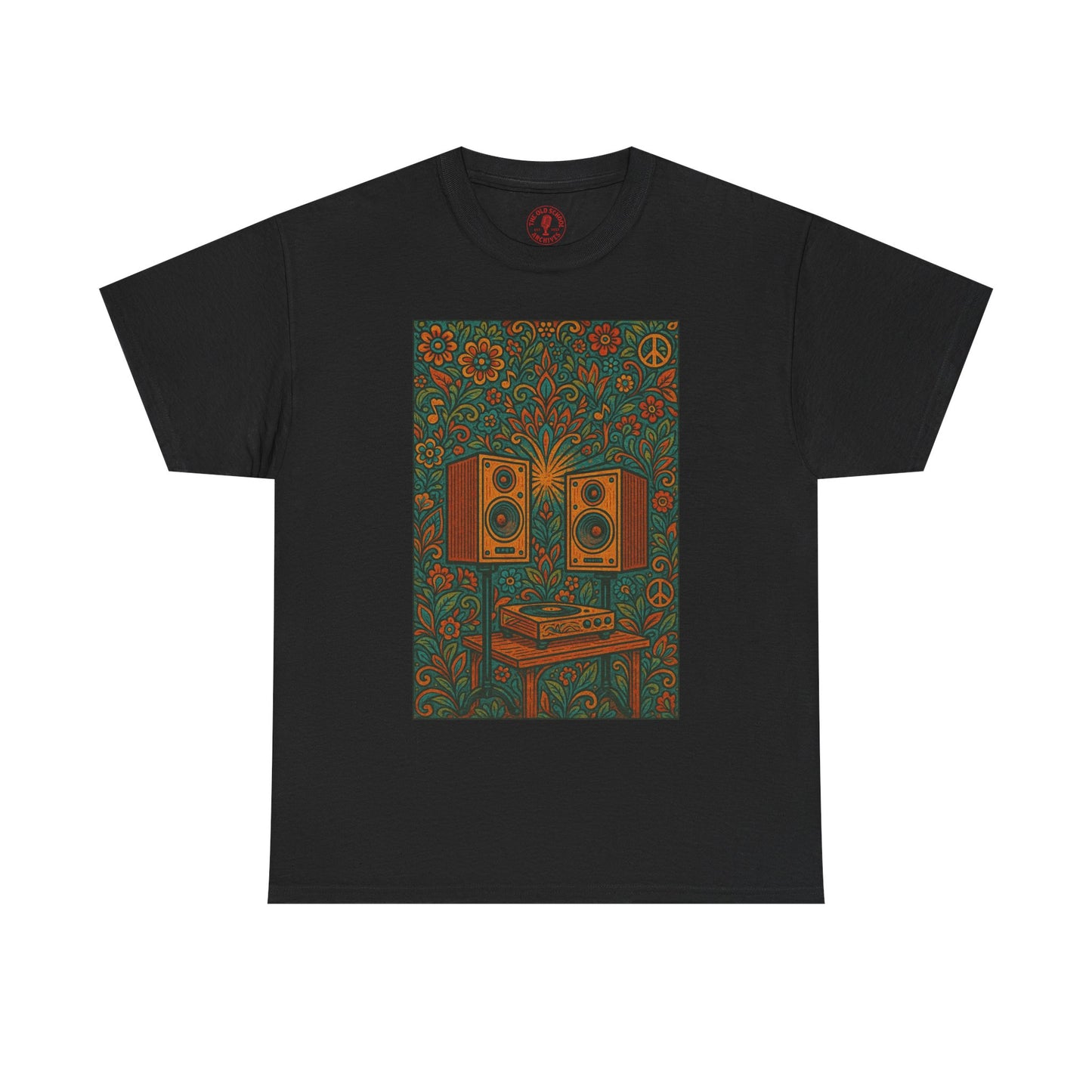 Retro Peace Love HiFi Tee Unisex Heavy Cotton T-Shirt Gift for Hippies