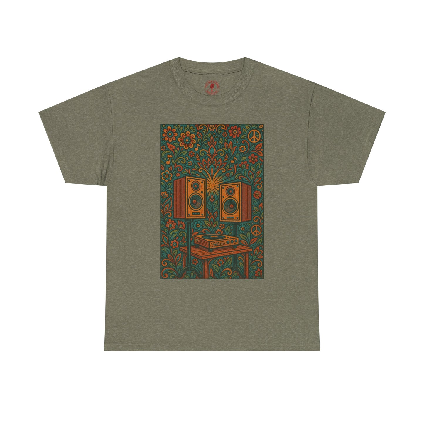 Retro Peace Love HiFi Tee Unisex Heavy Cotton T-Shirt Gift for Hippies
