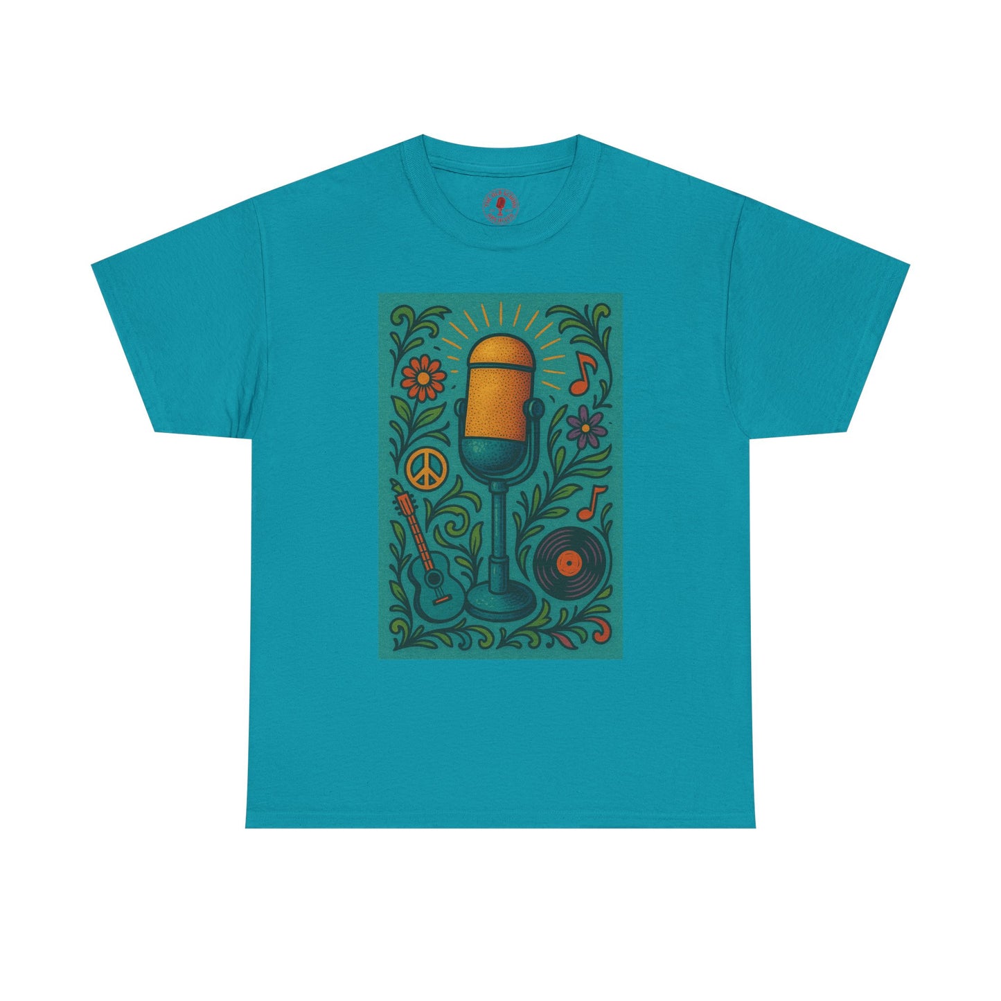 Peace Love Microphone Tee Unisex Heavy Cotton T-Shirt Gift for Hippies