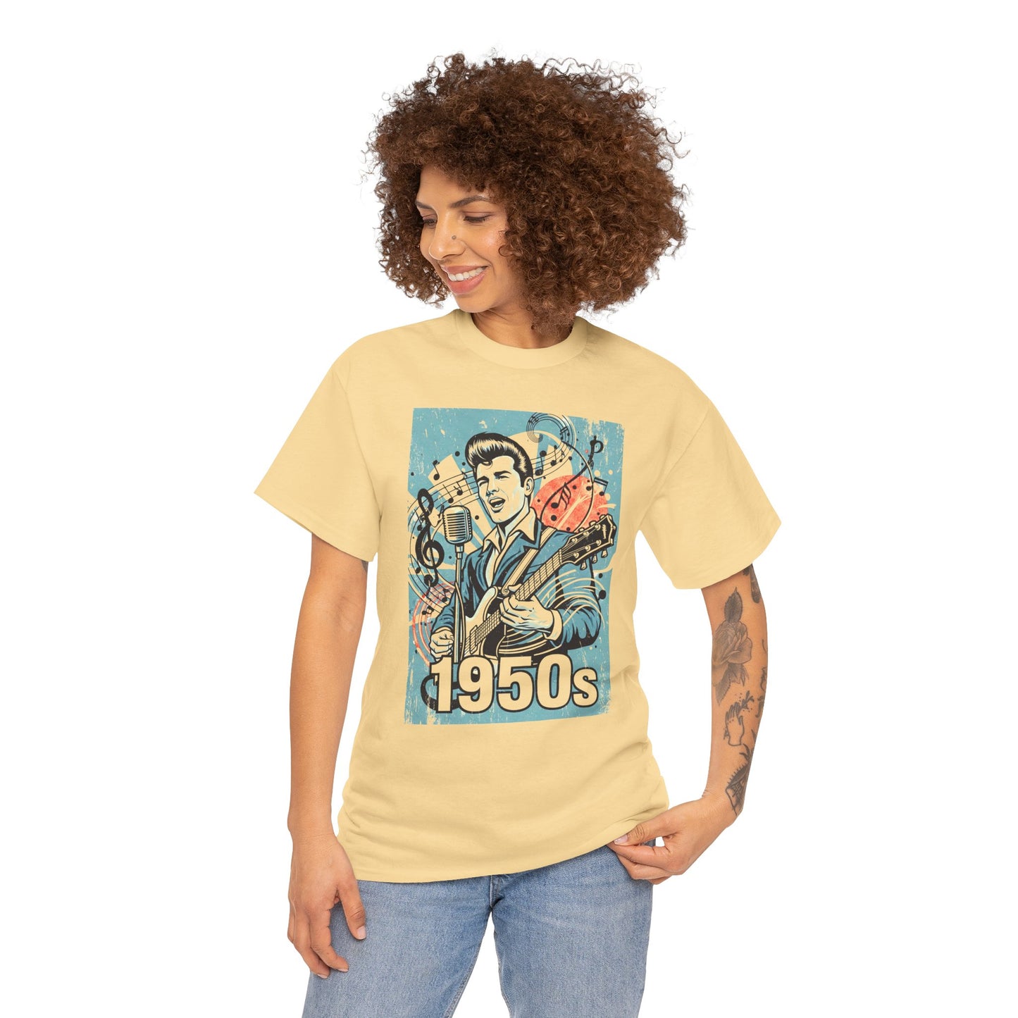 1950s Rock N Roll Tee, Unisex Heavy Cotton T-Shirt, Casual Statement Wear