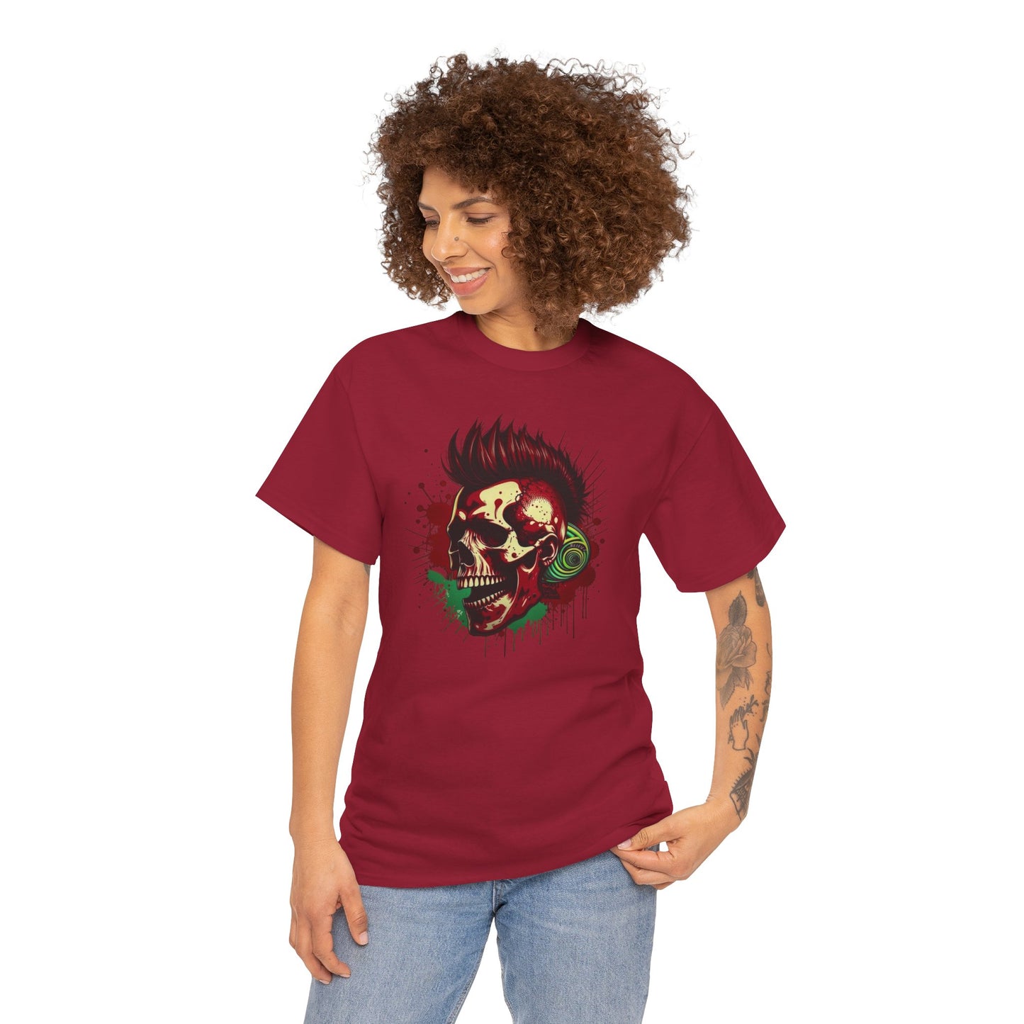 Mohawk Skull Unisex Heavy Cotton Tee Statement Shirt