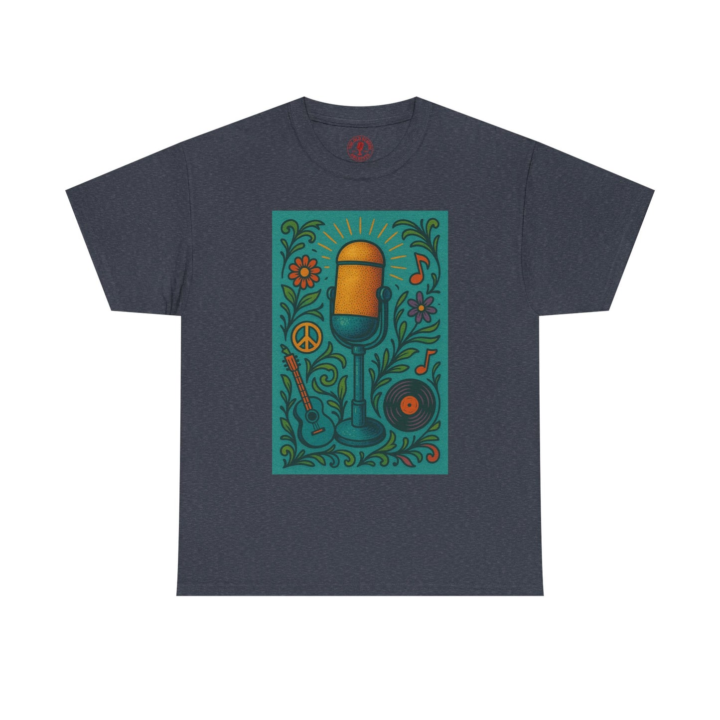 Peace Love Microphone Tee Unisex Heavy Cotton T-Shirt Gift for Hippies