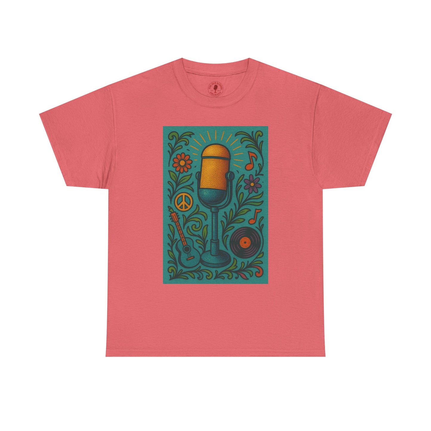 Peace Love Microphone Tee Unisex Heavy Cotton T-Shirt Gift for Hippies