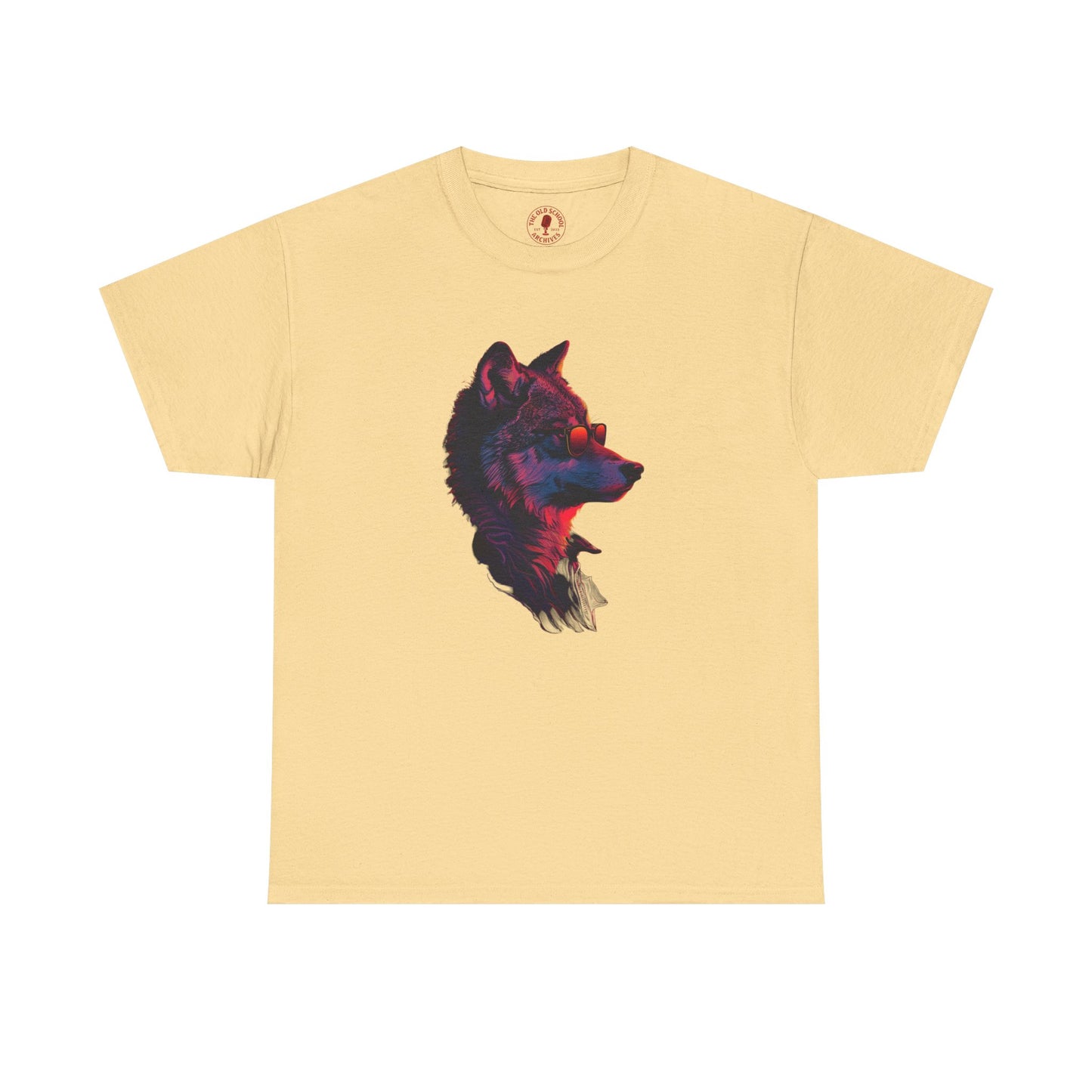 Wolf In Sunglasses Unisex Heavy Cotton Tee | Vintage T-Shirt, Graphic Tee, Casual Wear