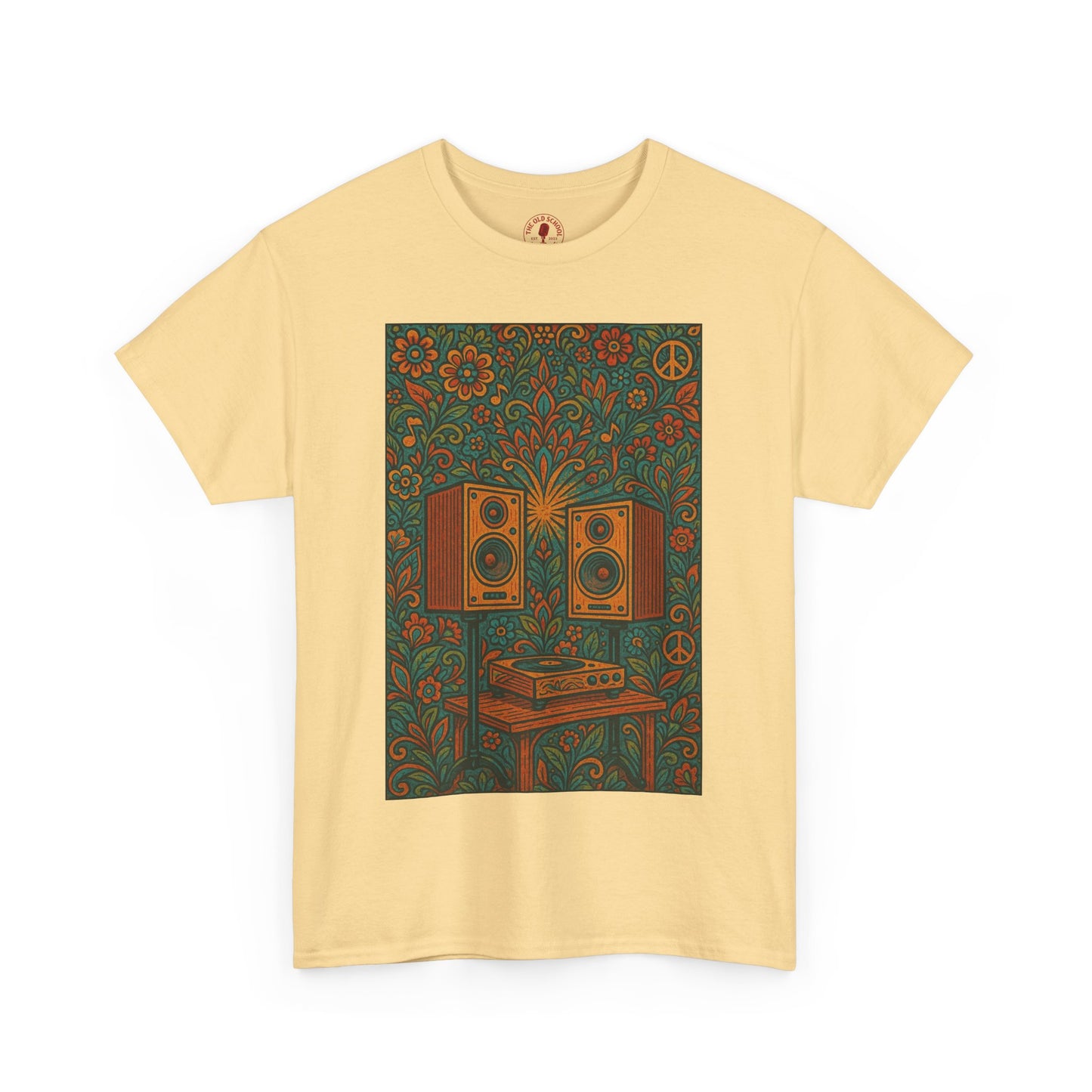 Retro Peace Love HiFi Tee Unisex Heavy Cotton T-Shirt Gift for Hippies