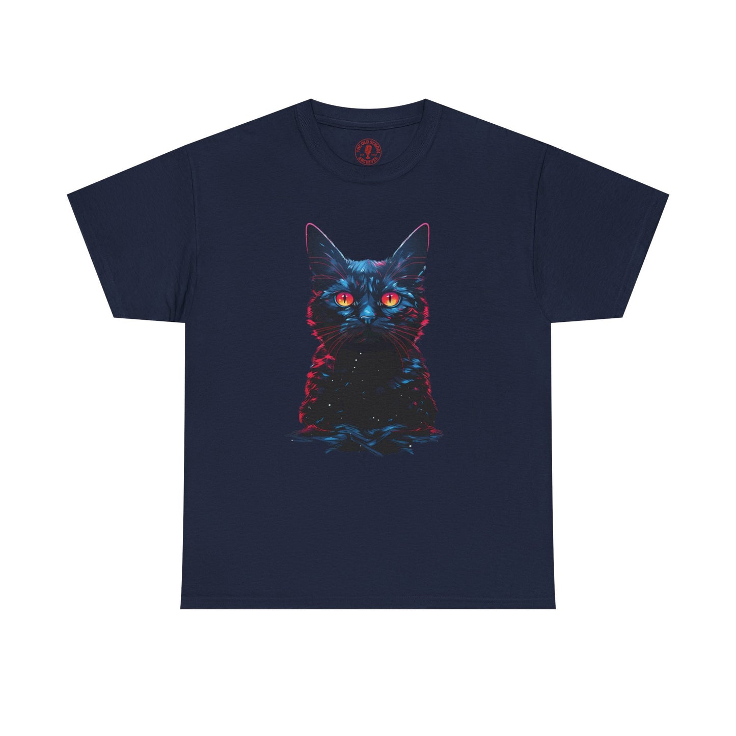 Glowing Black Kitty Cat Orange Eyes Unisex Heavy Cotton Tee | Vintage T-Shirt, Graphic Tee, Casual Wear