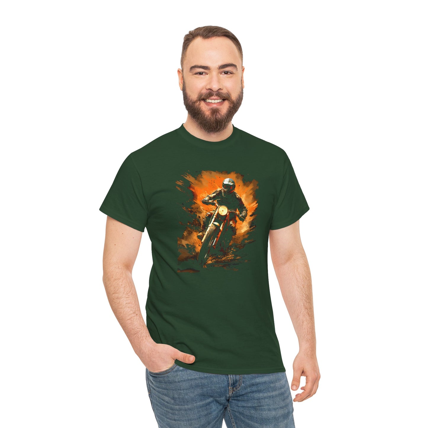 Vintage Motorcycle Bike Racer Unisex Heavy Cotton Tee | Vintage T-Shirt, Graphic Tee, Casual Wear