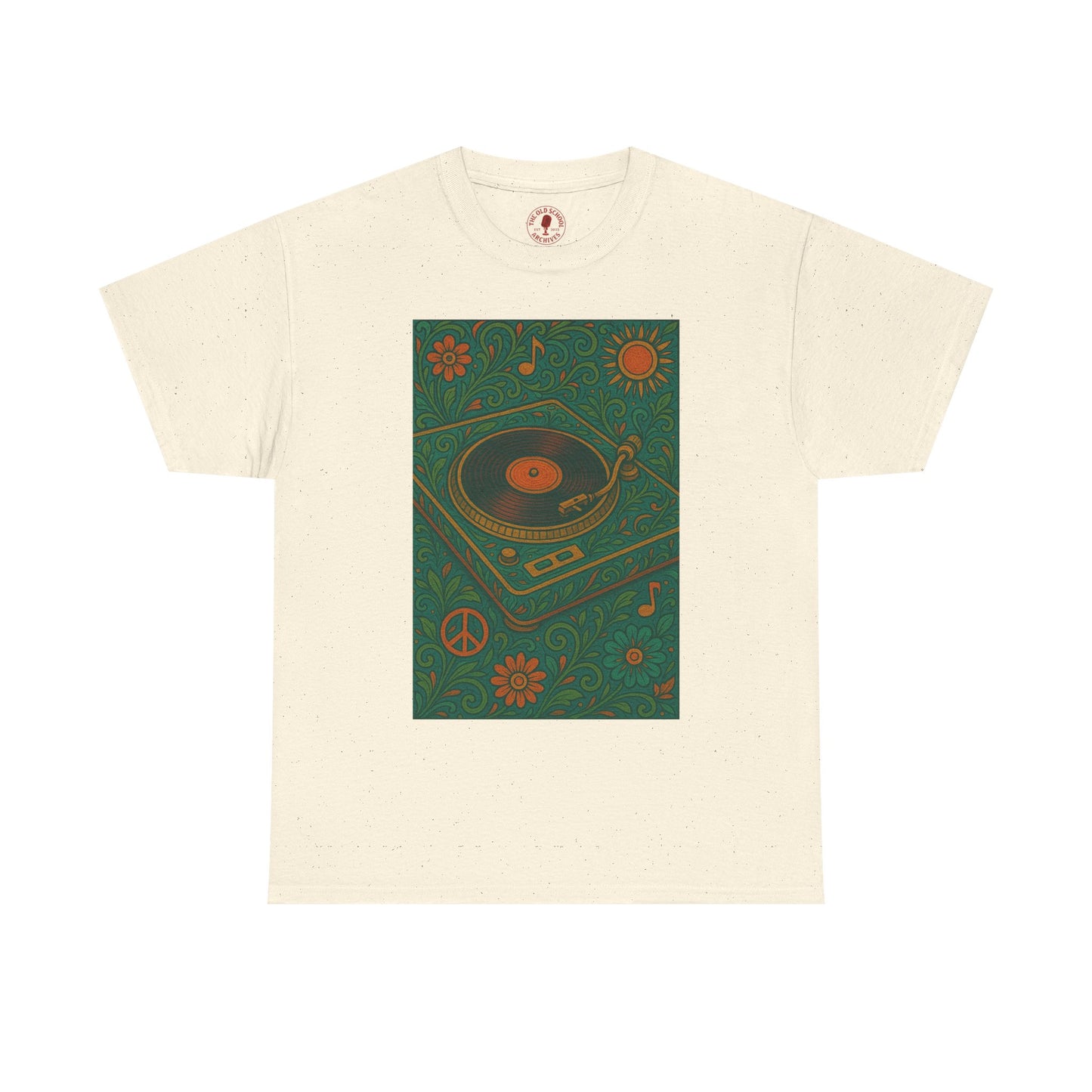 Retro Peace Love Turntable Tee Unisex Heavy Cotton T-Shirt Hipster Fashion