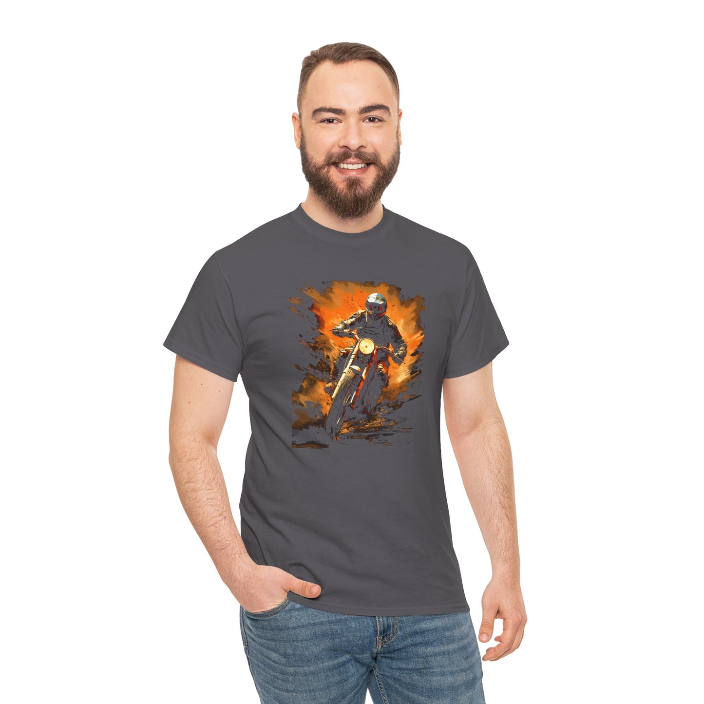 Vintage Motorcycle Bike Racer Unisex Heavy Cotton Tee | Vintage T-Shirt, Graphic Tee, Casual Wear