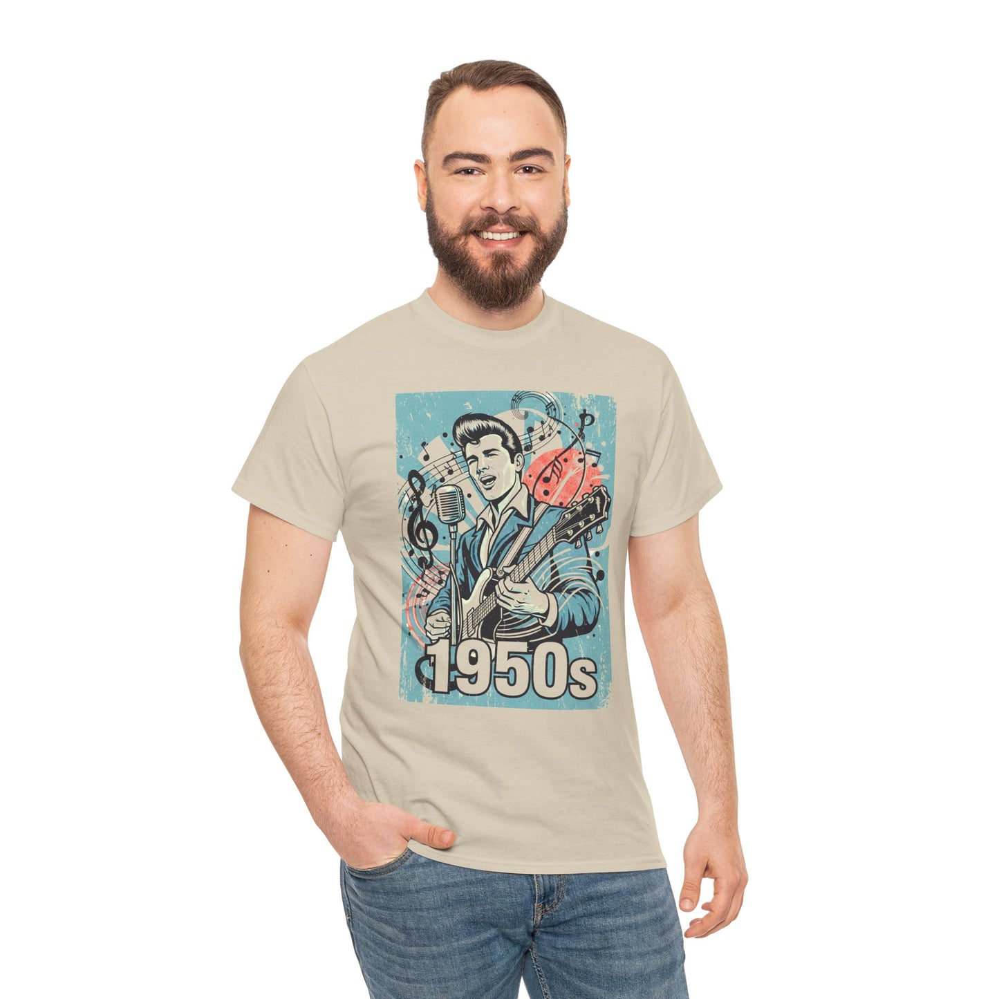 1950s Rock N Roll Tee, Unisex Heavy Cotton T-Shirt, Casual Statement Wear